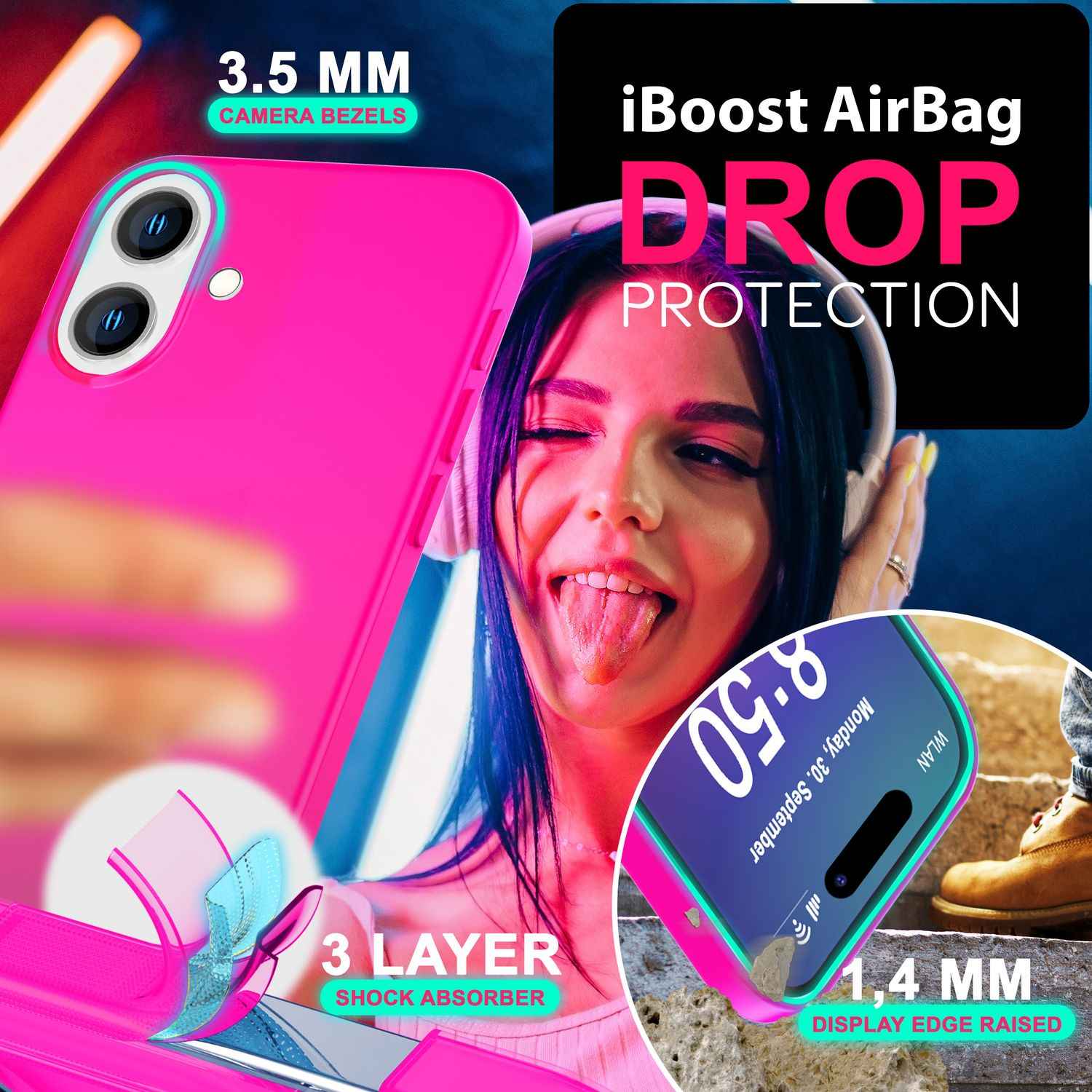 NALIA Bunte Neon Silikonhülle für iPhone 16, Hülle mit Intensiver Farbe, Rutschfeste Handyhülle, Soft Slim Cover