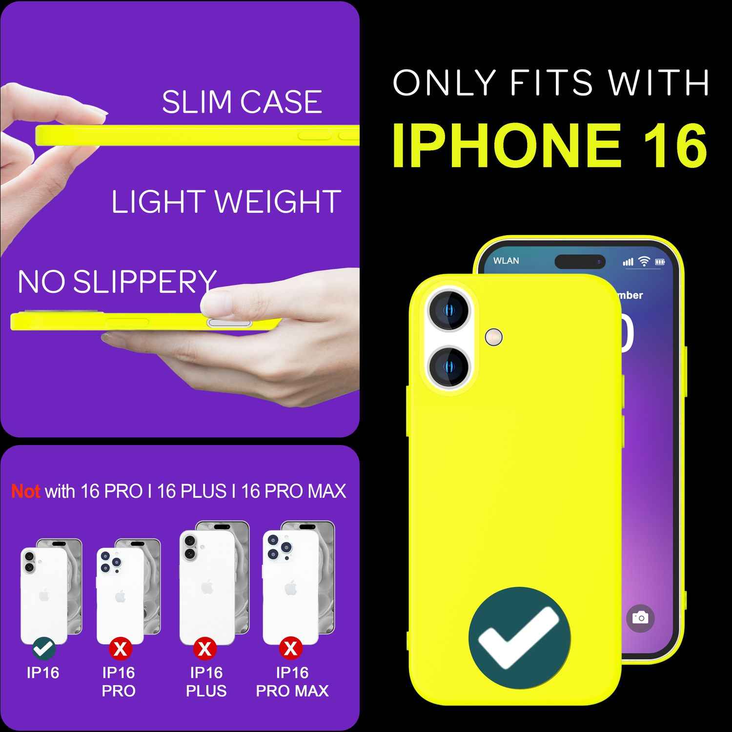 NALIA Bunte Neon Silikonhülle für iPhone 16, Hülle mit Intensiver Farbe, Rutschfeste Handyhülle, Soft Slim Cover