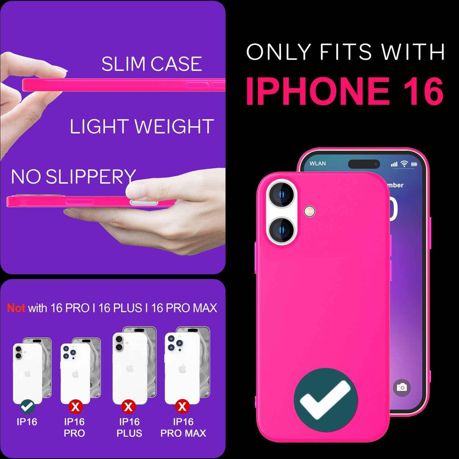 NALIA Bunte Neon Silikonhülle für iPhone 16, Hülle mit Intensiver Farbe, Rutschfeste Handyhülle, Soft Slim Cover