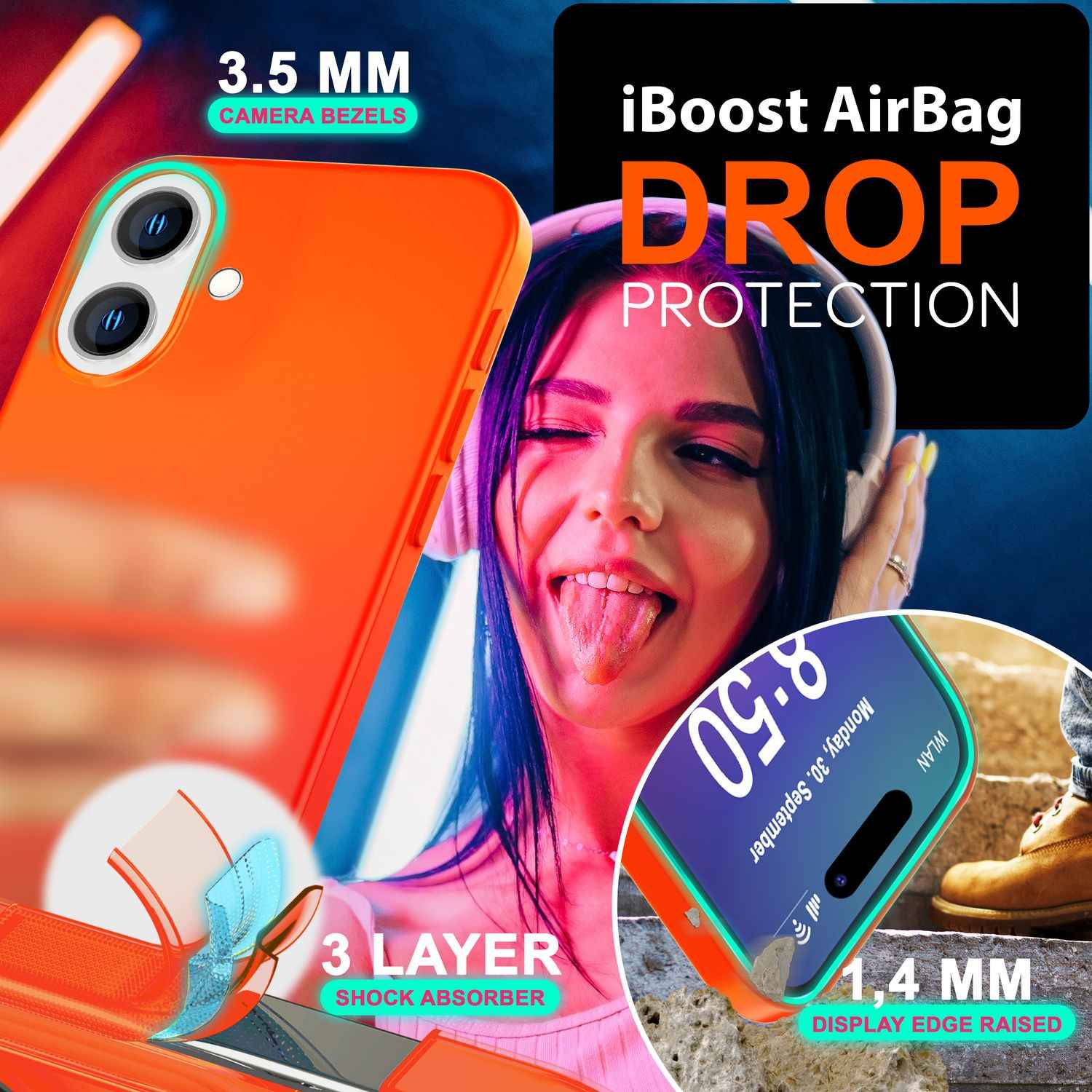 NALIA Bunte Neon Silikonhülle für iPhone 16 Plus, Hülle mit Intensiver Farbe, Rutschfeste Handyhülle, Soft Cover