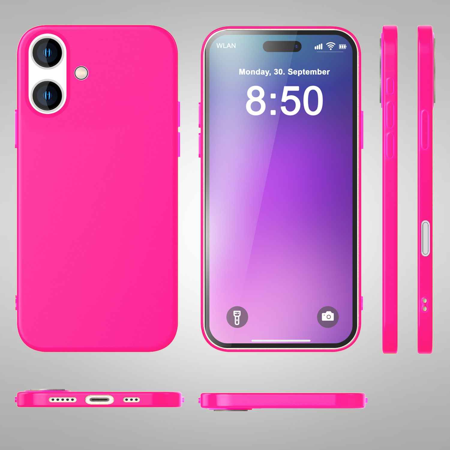 NALIA Bunte Neon Silikonhülle für iPhone 16 Plus, Hülle mit Intensiver Farbe, Rutschfeste Handyhülle, Soft Cover