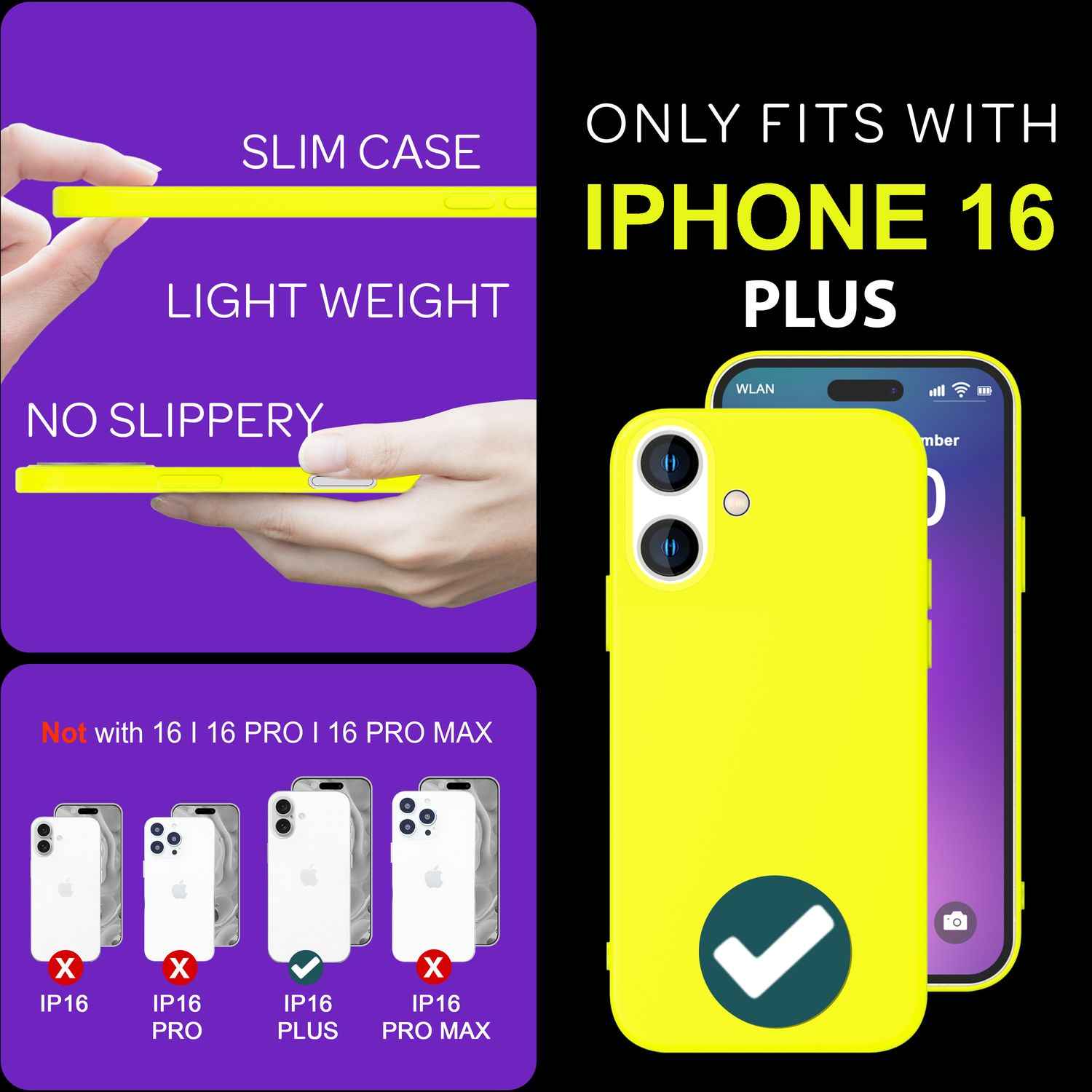 NALIA Bunte Neon Silikonhülle für iPhone 16 Plus, Hülle mit Intensiver Farbe, Rutschfeste Handyhülle, Soft Cover