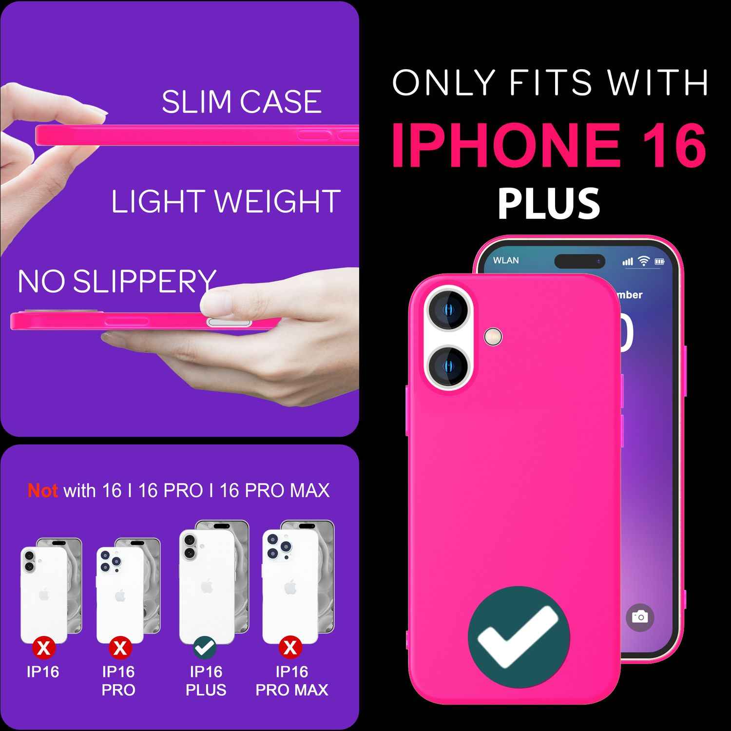 NALIA Bunte Neon Silikonhülle für iPhone 16 Plus, Hülle mit Intensiver Farbe, Rutschfeste Handyhülle, Soft Cover
