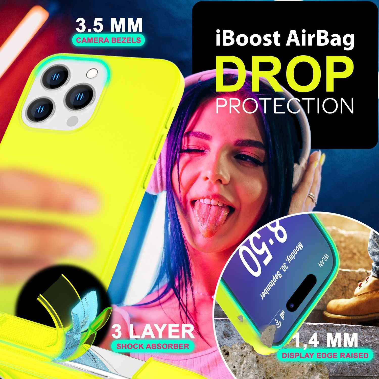 NALIA Bunte Neon Silikonhülle für iPhone 16 Pro Max, Hülle mit Intensiver Farbe, Rutschfeste Handyhülle Soft Case