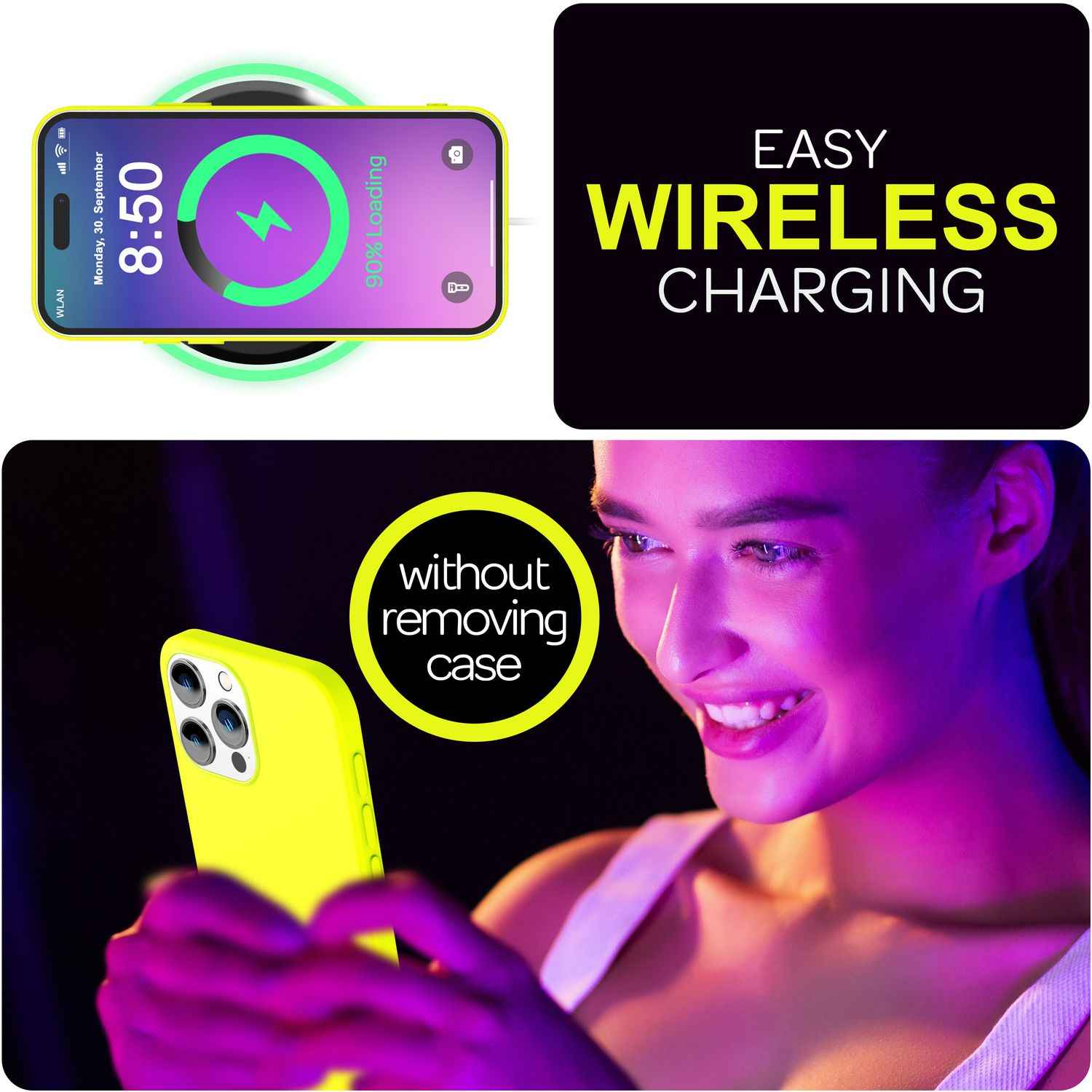 NALIA Bunte Neon Silikonhülle für iPhone 16 Pro Max, Hülle mit Intensiver Farbe, Rutschfeste Handyhülle Soft Case