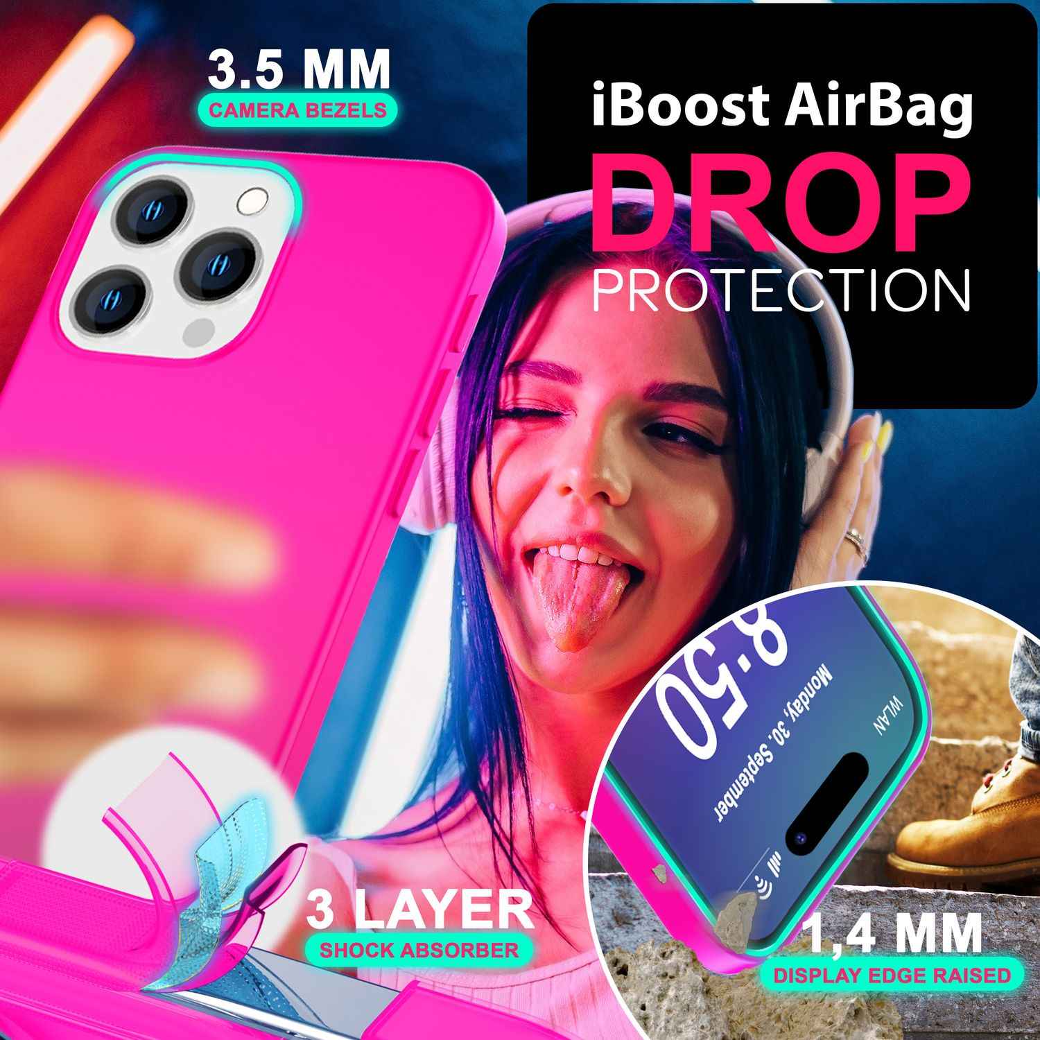 NALIA Bunte Neon Silikonhülle für iPhone 16 Pro Max, Hülle mit Intensiver Farbe, Rutschfeste Handyhülle Soft Case