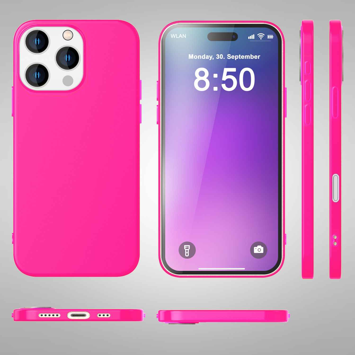 NALIA Bunte Neon Silikonhülle für iPhone 16 Pro Max, Hülle mit Intensiver Farbe, Rutschfeste Handyhülle Soft Case