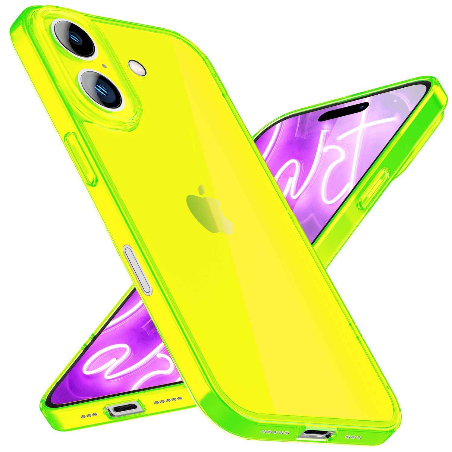 NALIA Klare Neon Hülle für iPhone 16, Flexible Handyhülle in Bunt Leuchtender Farbe, Durchsichtige Silikon Hülle