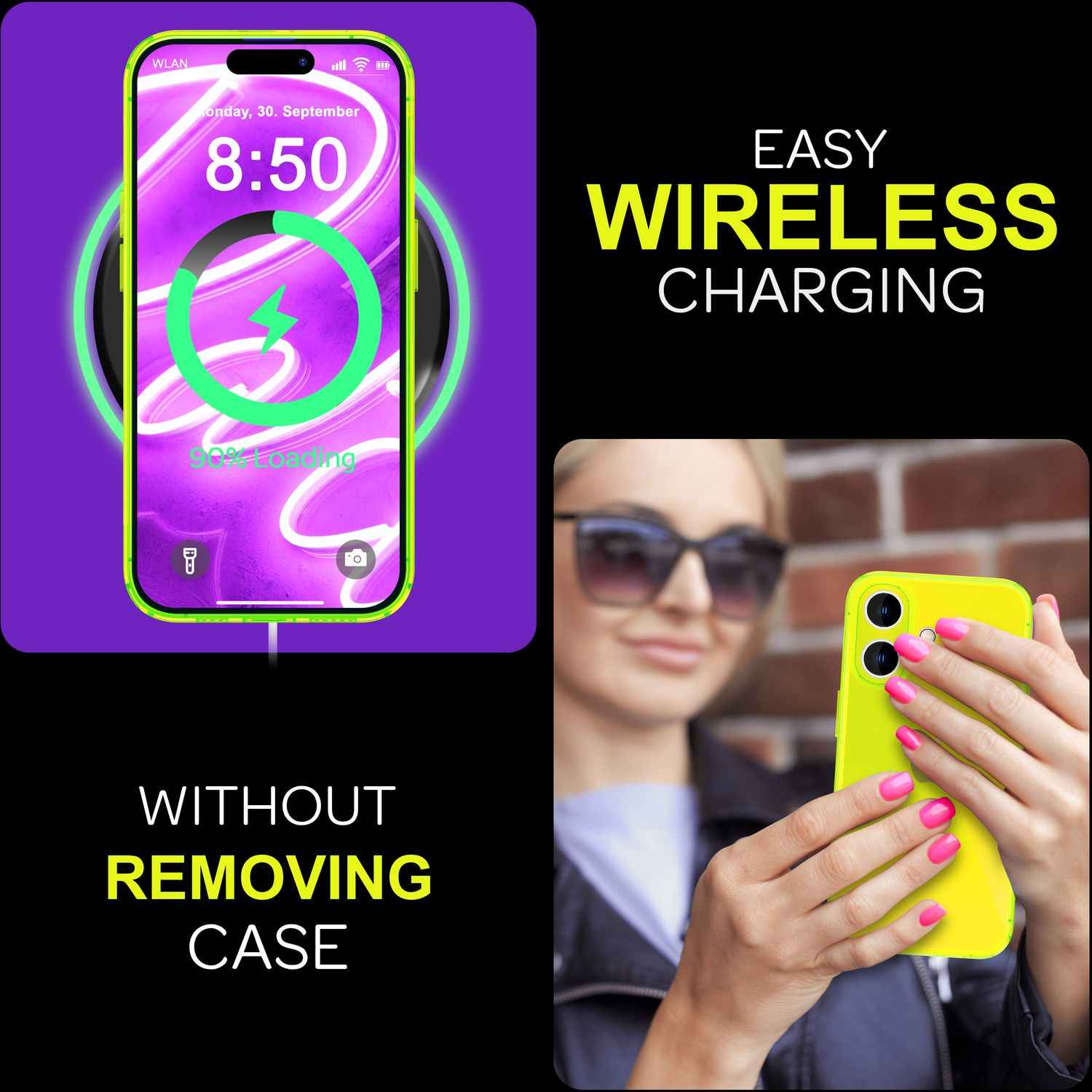 NALIA Klare Neon Hülle für iPhone 16, Flexible Handyhülle in Bunt Leuchtender Farbe, Durchsichtige Silikon Hülle
