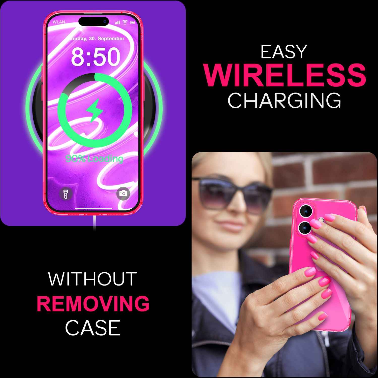 NALIA Klare Neon Hülle für iPhone 16, Flexible Handyhülle in Bunt Leuchtender Farbe, Durchsichtige Silikon Hülle
