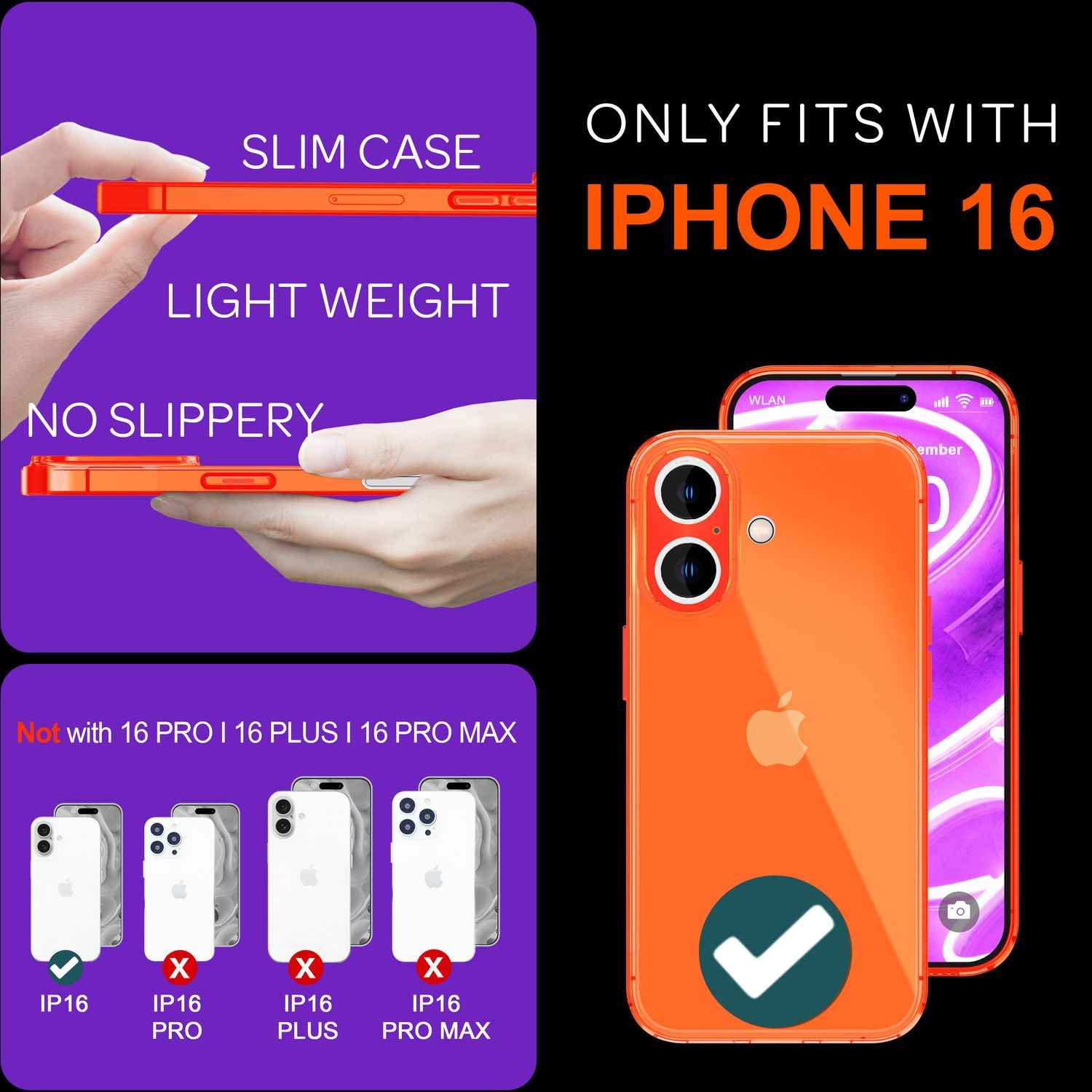 NALIA Klare Neon Hülle für iPhone 16, Flexible Handyhülle in Bunt Leuchtender Farbe, Durchsichtige Silikon Hülle
