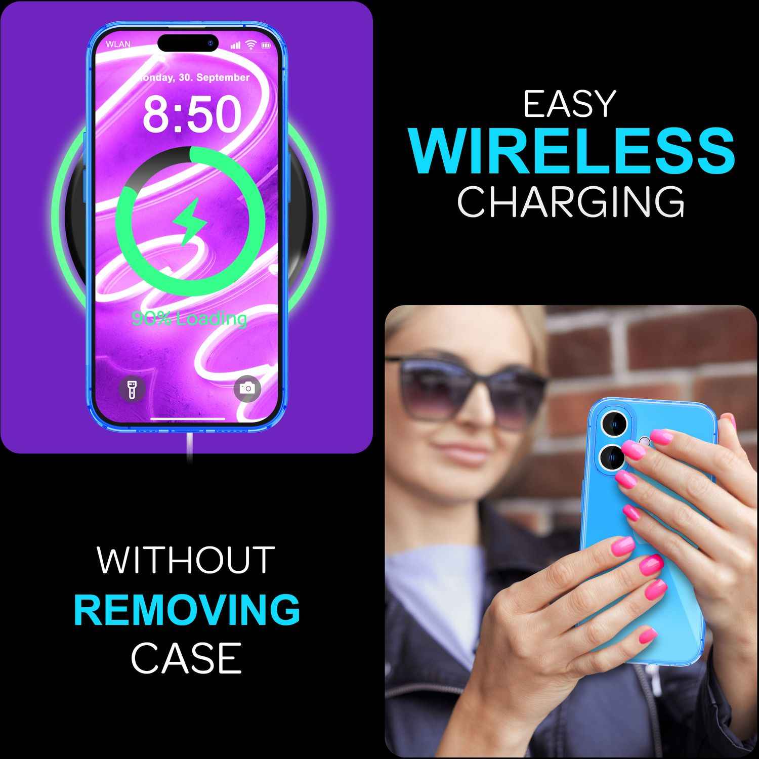 NALIA Klare Neon Hülle für iPhone 16 Plus, Durchsichtige Handyhülle in Bunt Leuchtender Farbe, Slim Silikon Hülle