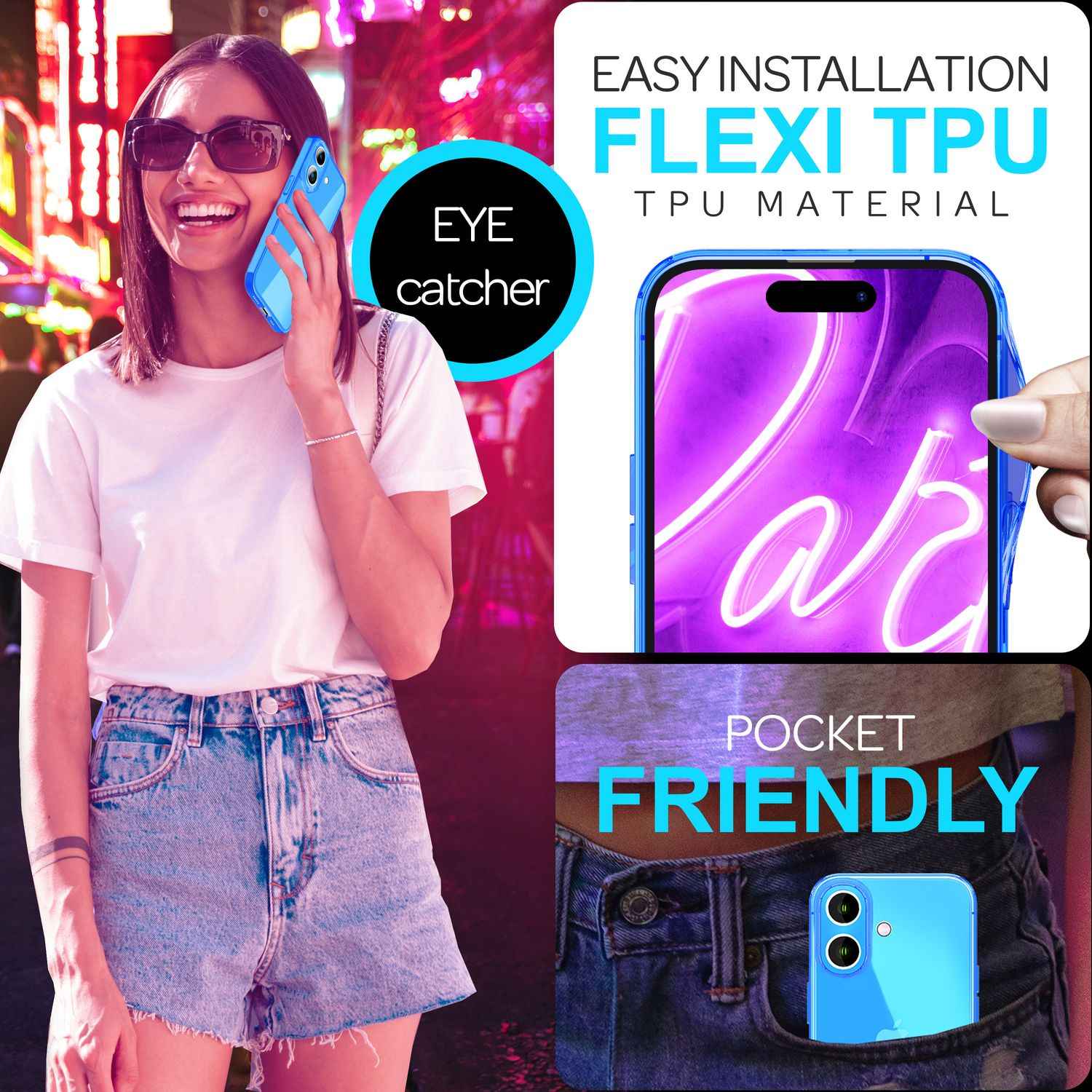 NALIA Klare Neon Hülle für iPhone 16 Plus, Durchsichtige Handyhülle in Bunt Leuchtender Farbe, Slim Silikon Hülle