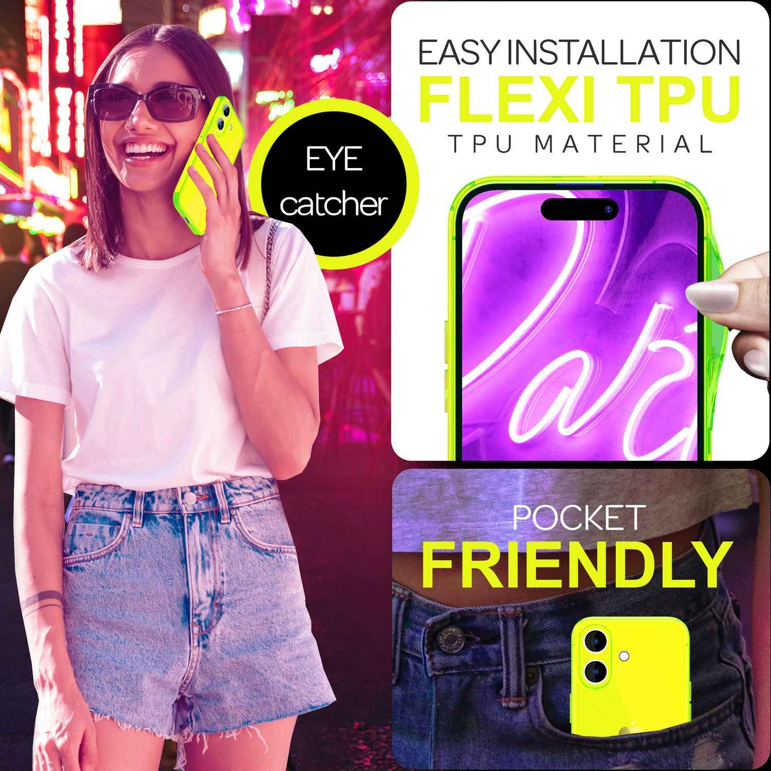 NALIA Klare Neon Hülle für iPhone 16 Plus, Durchsichtige Handyhülle in Bunt Leuchtender Farbe, Slim Silikon Hülle