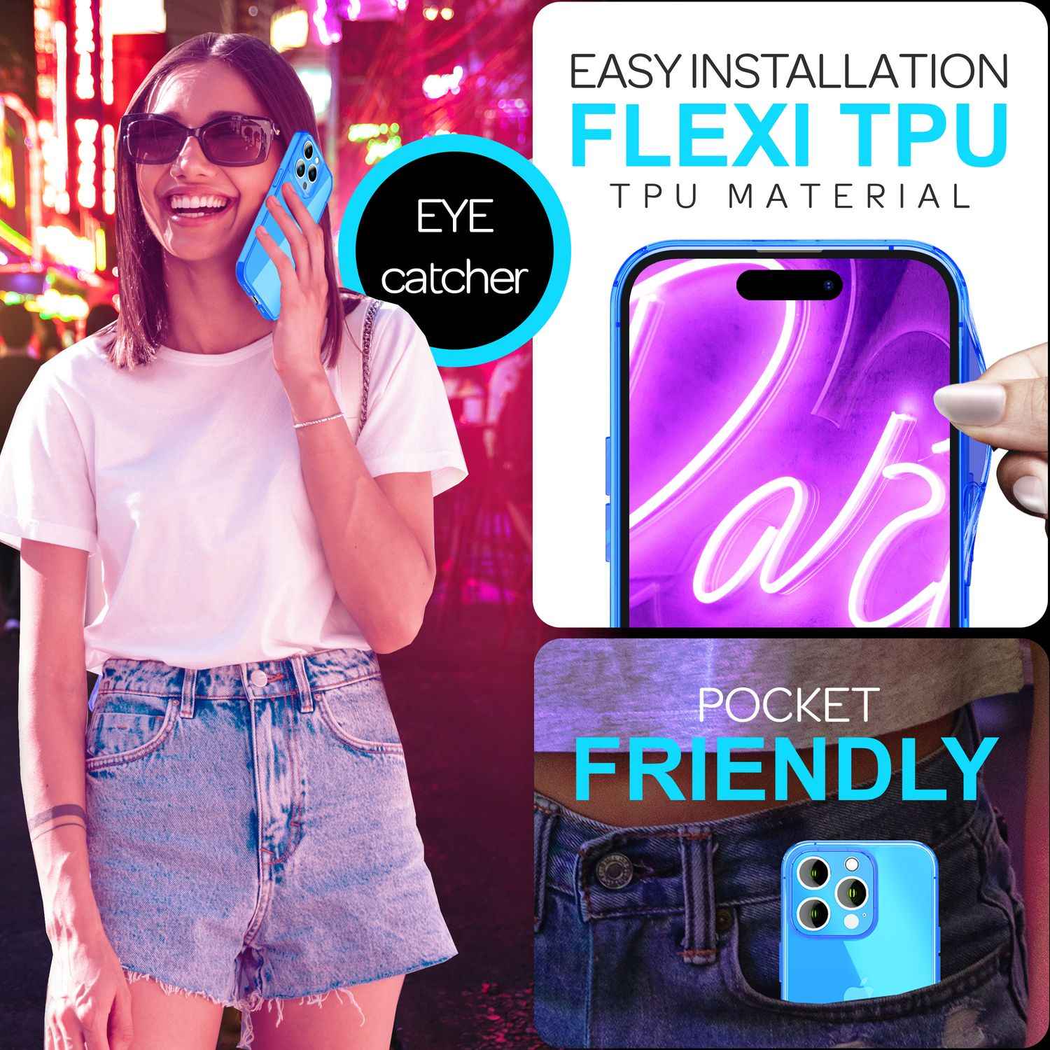NALIA Klare Neon Hülle für iPhone 16 Pro, Durchsichtige Handyhülle in Bunt Leuchtender Farbe, Slim Silikon Hülle