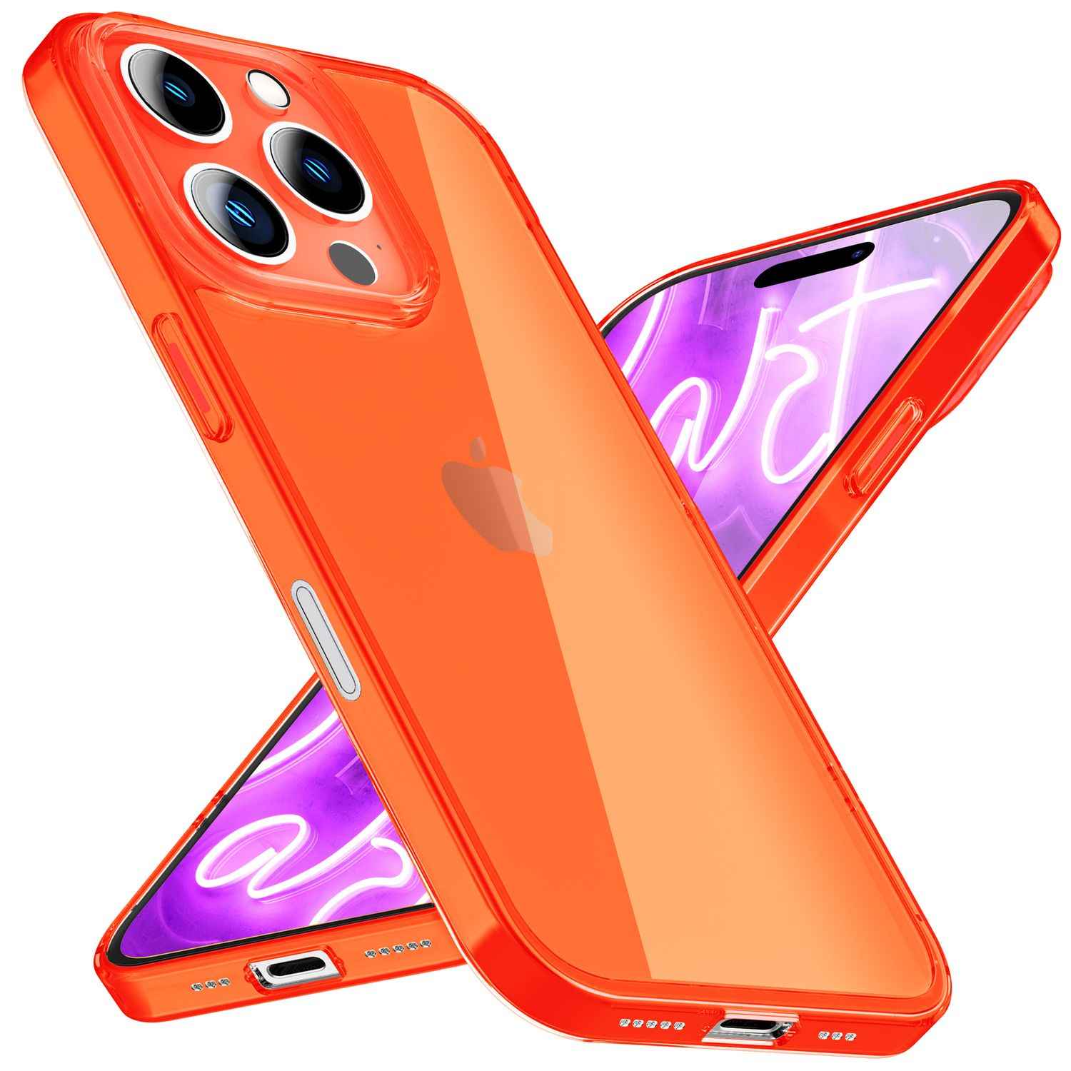 NALIA Klare Neon Hülle für iPhone 16 Pro, Durchsichtige Handyhülle in Bunt Leuchtender Farbe, Slim Silikon Hülle