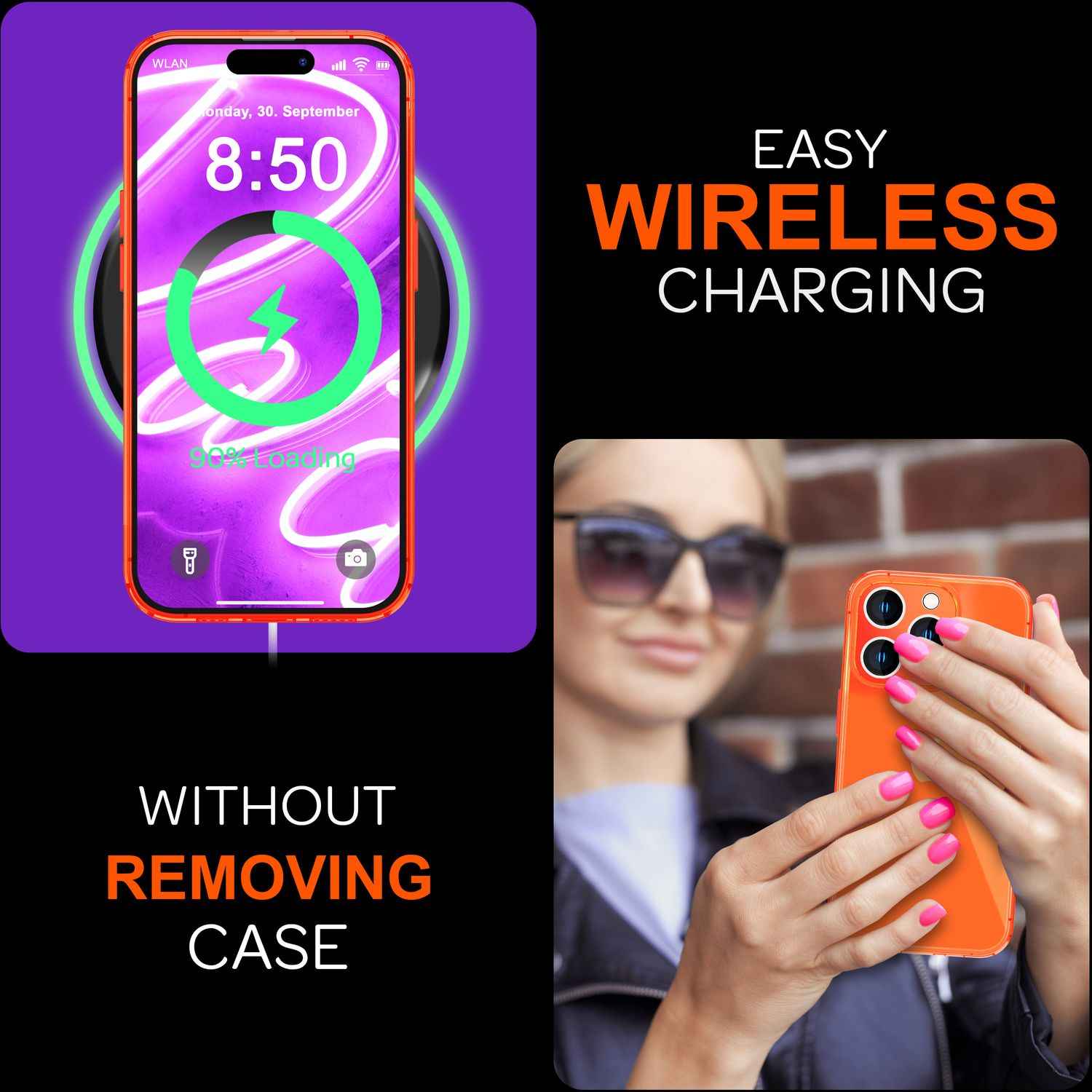 NALIA Klare Neon Hülle für iPhone 16 Pro Max, Durchsichtige Handyhülle in Bunt Leuchtender Farbe, Silikon Hülle