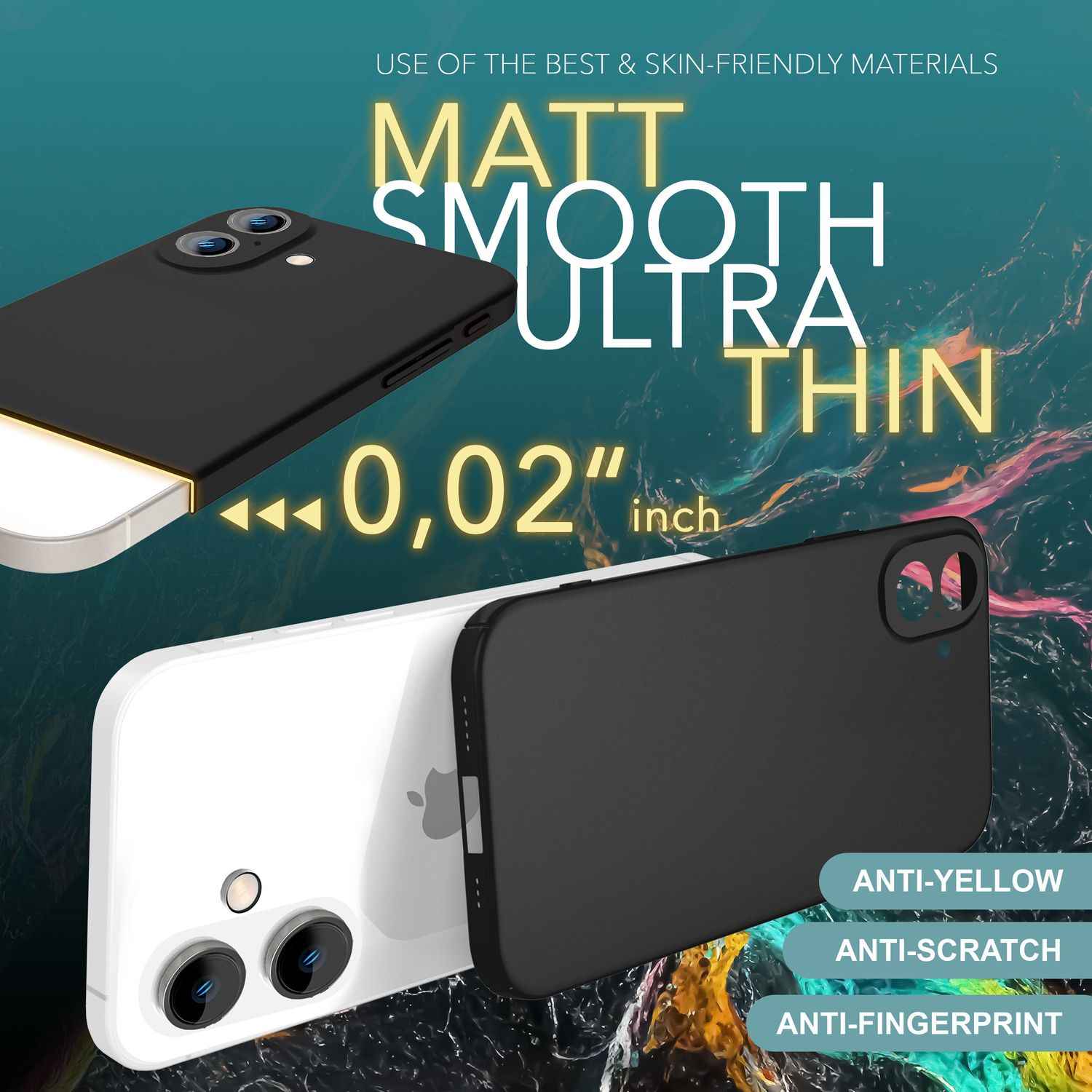 NALIA Ultra Dünne Harte Hülle für iPhone 16 Plus, Leichte Schlanke 0,5mm Handyhülle, Rutschfeste Schutzhülle