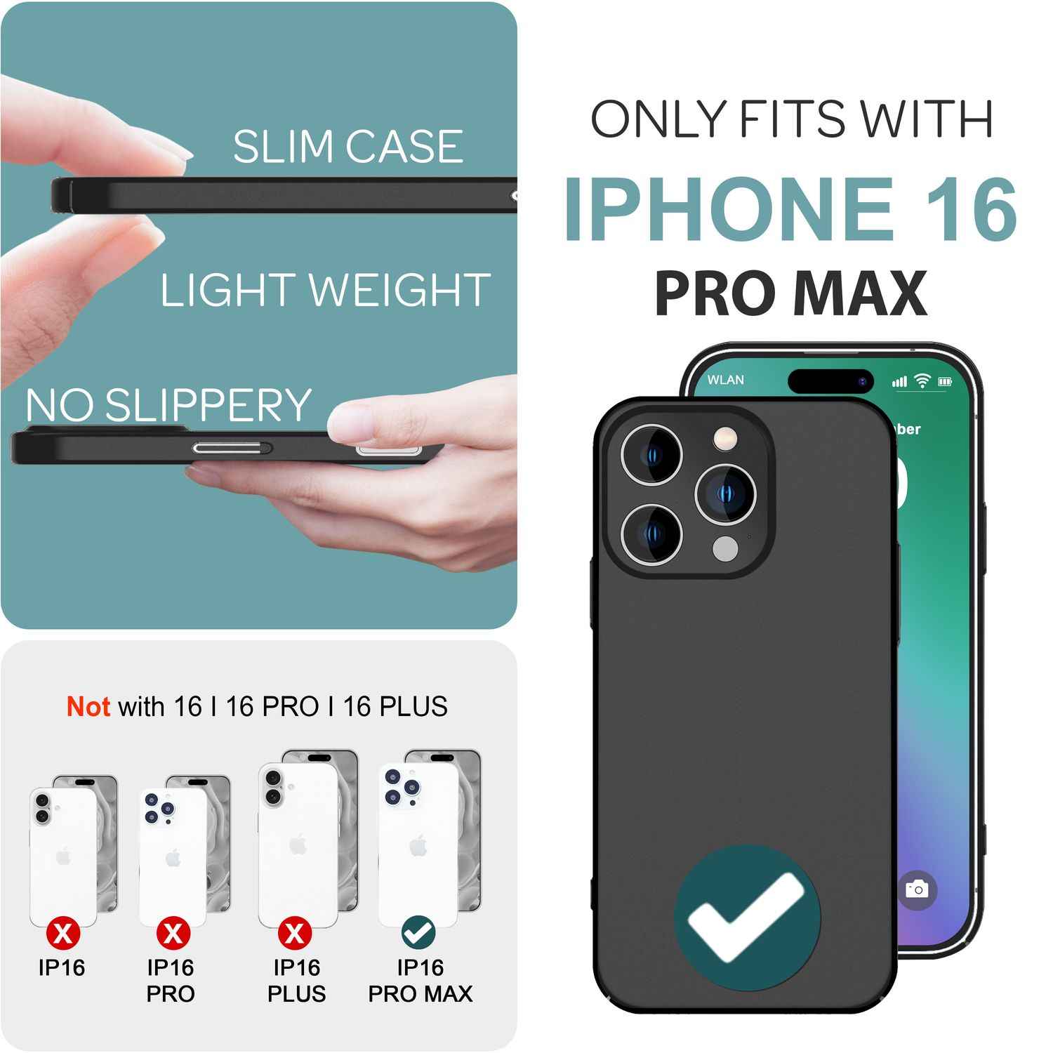 NALIA Ultra Dünne Harte Hülle für iPhone 16 Pro Max, Leicht Schlank 0,5mm Handyhülle, Rutschfeste Schutzhülle
