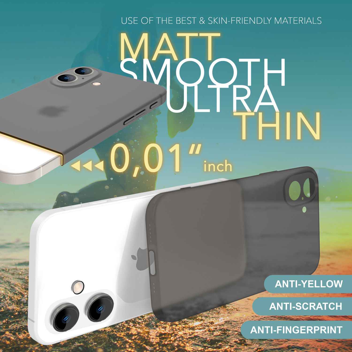 NALIA Extrem Dünne Schutzhülle für iPhone 16, 0,3mm Schlank Ultra Slim Cover Hülle, Semi-Transparente Handyhülle