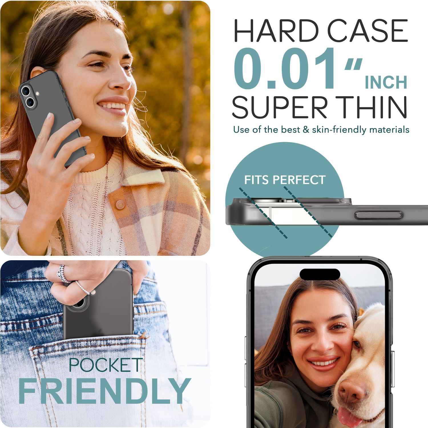 NALIA Extrem Dünne Schutzhülle für iPhone 16, 0,3mm Schlank Ultra Slim Cover Hülle, Semi-Transparente Handyhülle