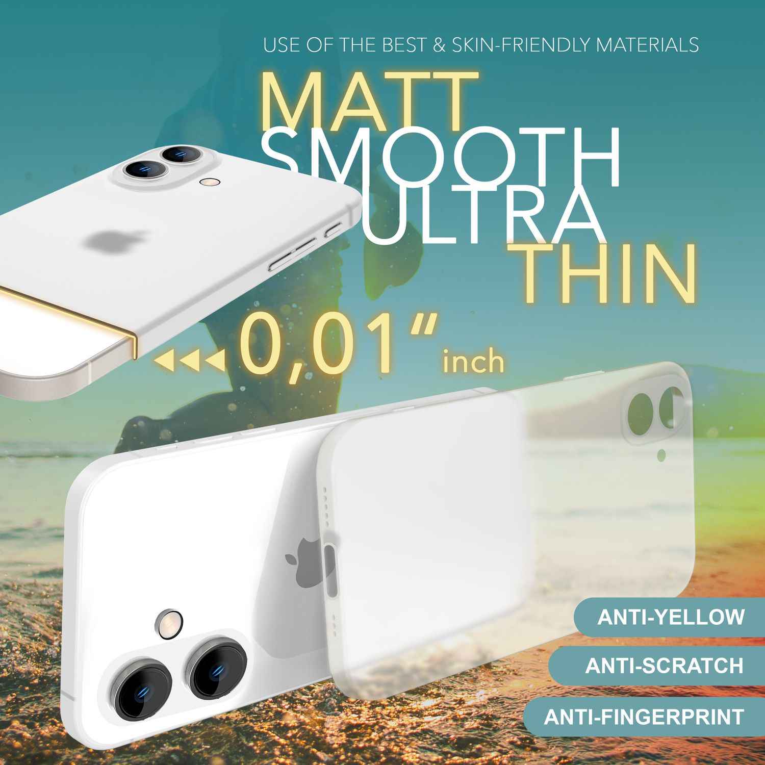 NALIA Extrem Dünne Schutzhülle für iPhone 16 Plus, 0,3mm Schlank Ultra Slim Hülle, Semi-Transparente Handyhülle