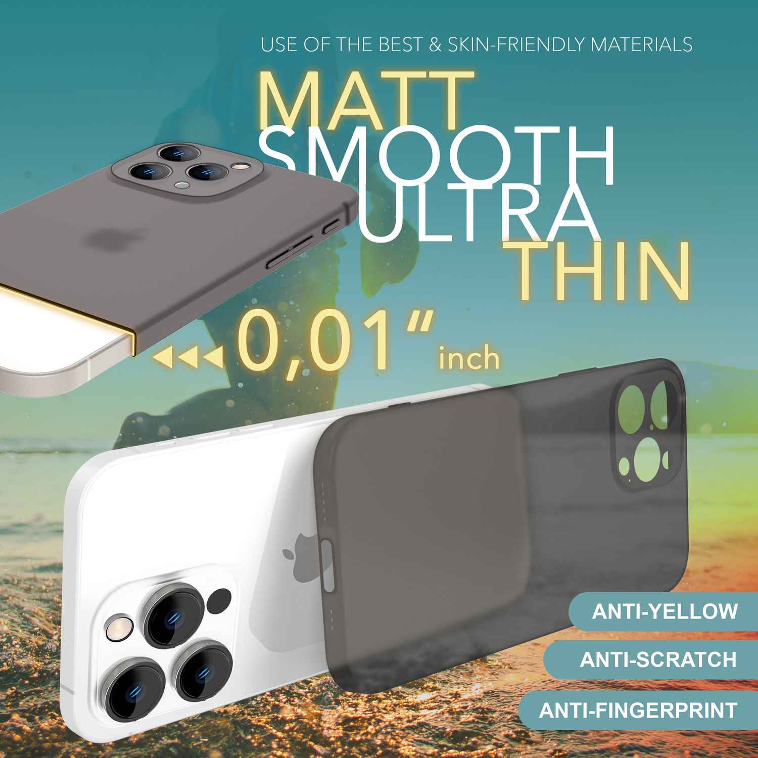 NALIA Extrem Dünne Schutzhülle für iPhone 16 Pro, 0,3mm Schlank Ultra Slim Hülle, Semi-Transparente Handyhülle