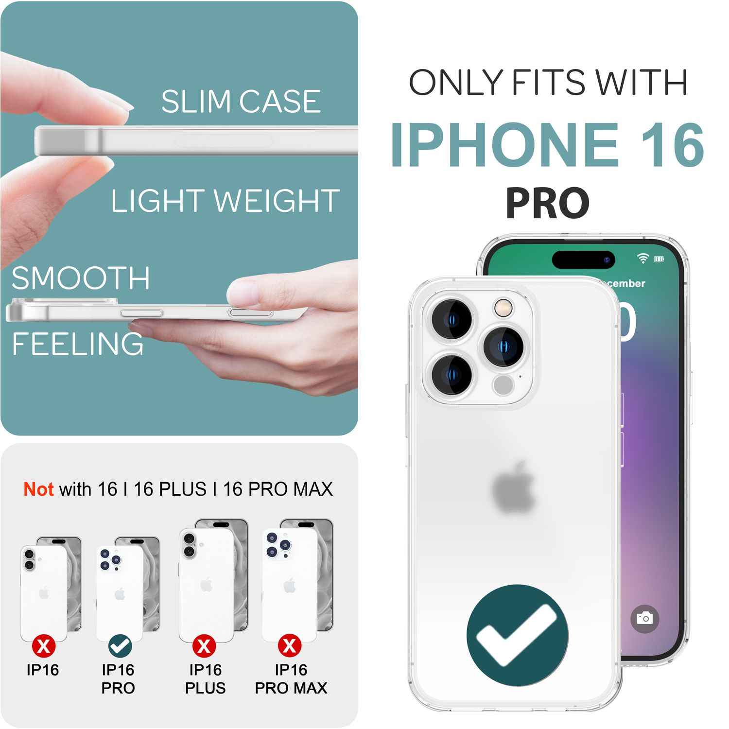 NALIA Extrem Dünne Schutzhülle für iPhone 16 Pro, 0,3mm Schlank Ultra Slim Hülle, Semi-Transparente Handyhülle