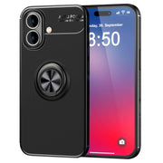 NALIA Schutzhülle mit Ring für iPhone 16, Matt-Schwarze Silikon Hülle mit 360° Finger-Halter für Standfunktion