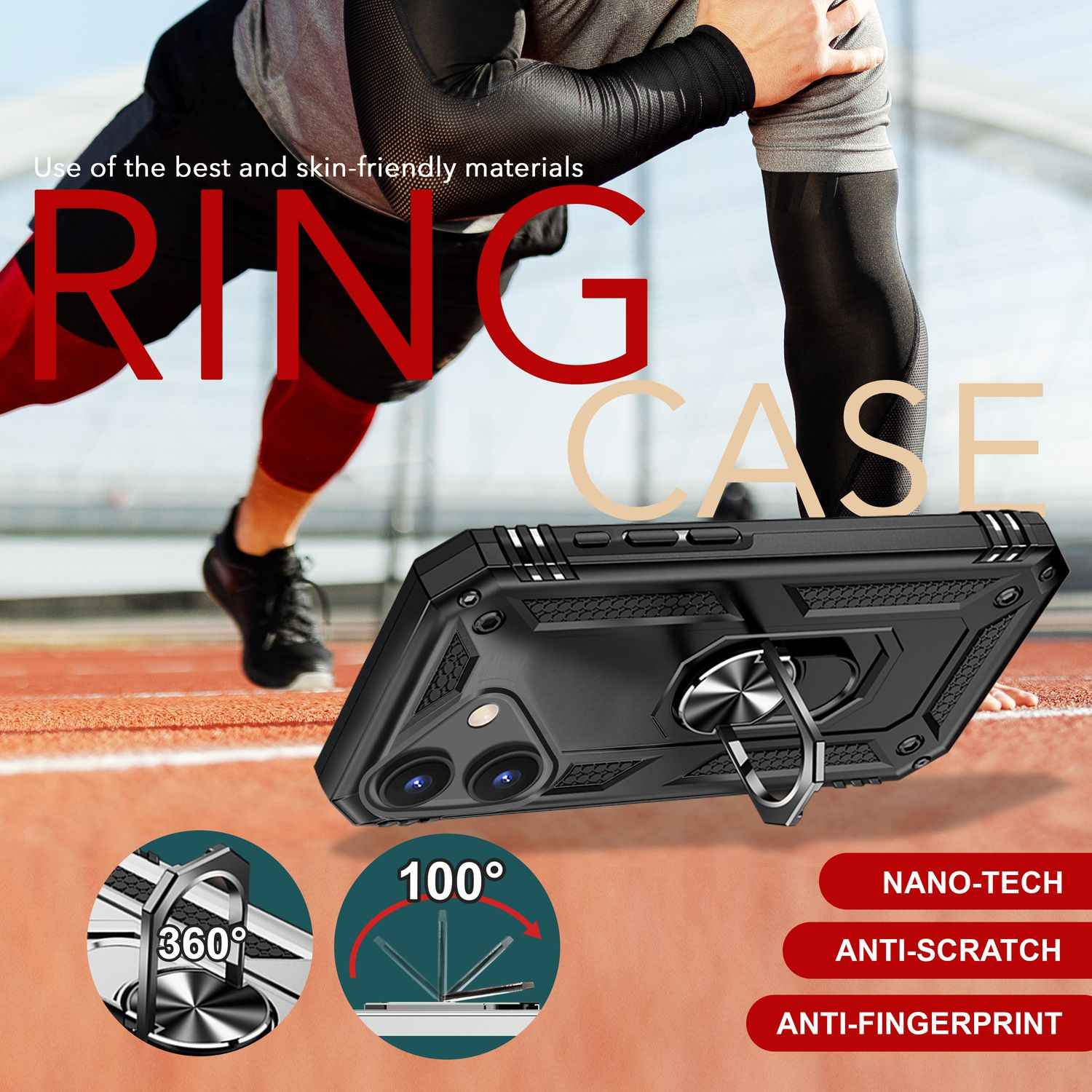 NALIA Military-Style Ringhülle für iPhone 16, Extrem Schutz Panzer Handyhülle, Hardcase Hülle mit 360° Ring