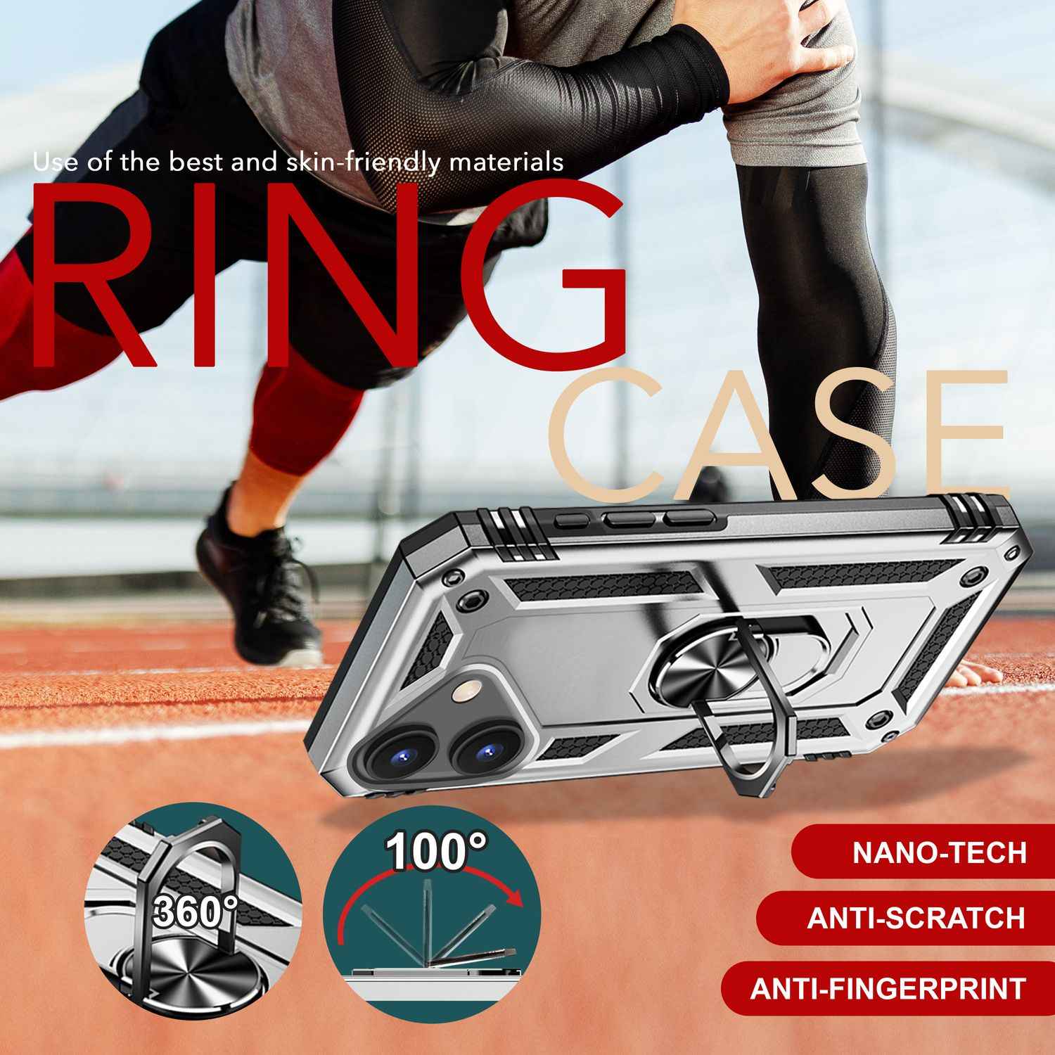 NALIA Military-Style Ringhülle für iPhone 16 Plus, Extrem Schutz Panzer Handyhülle, Hardcase Hülle mit 360° Ring