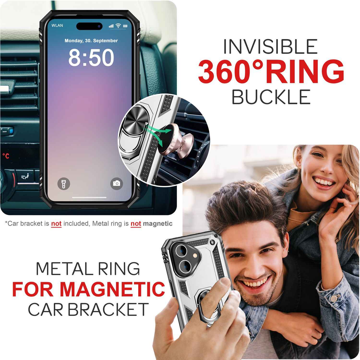 NALIA Military-Style Ringhülle für iPhone 16 Plus, Extrem Schutz Panzer Handyhülle, Hardcase Hülle mit 360° Ring