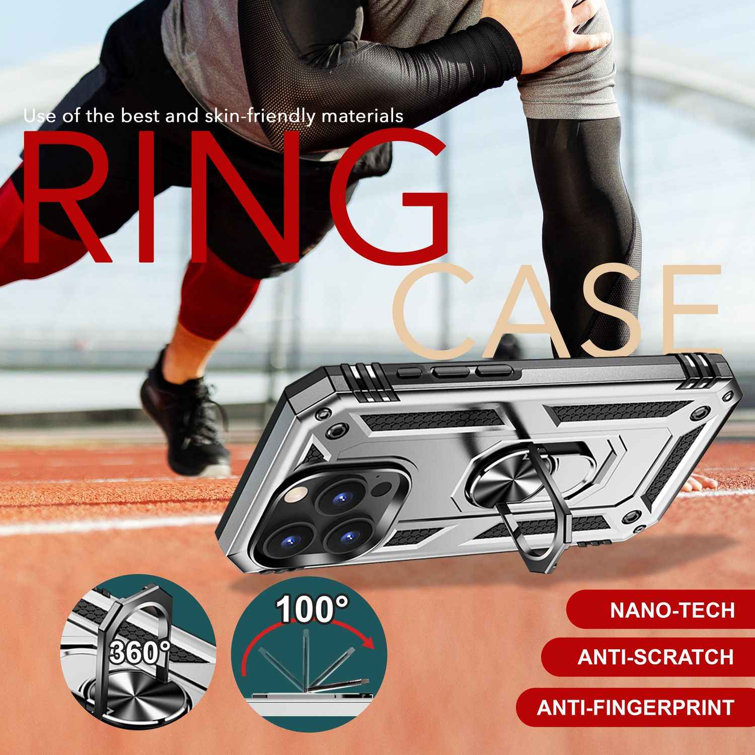 NALIA Military-Style Ringhülle für iPhone 16 Pro, Extrem Schutz Panzer Handyhülle, Hardcase Hülle mit 360° Ring