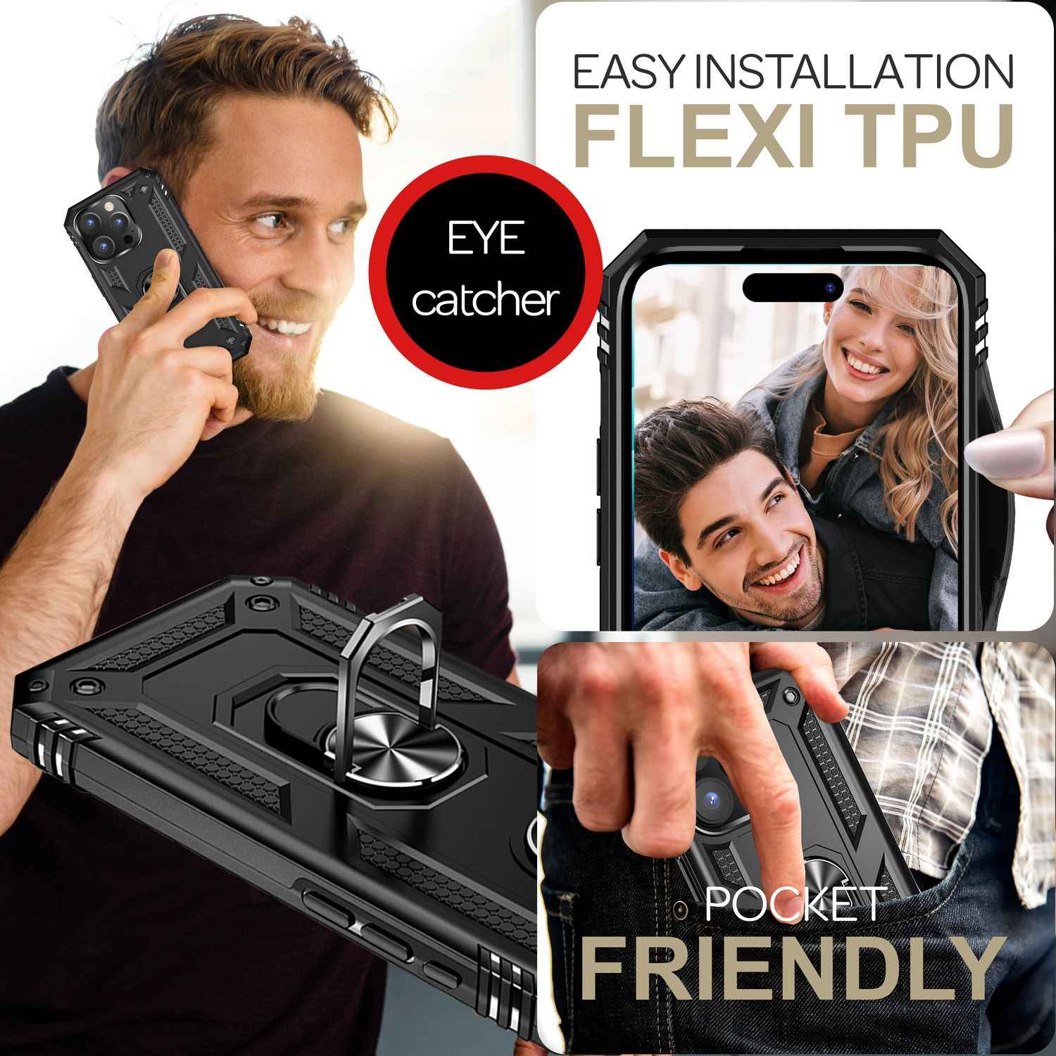 NALIA Military-Style Ringhülle für iPhone 16 Pro Max, Extrem Schutz Handyhülle, Hardcase Hülle mit 360° Ring