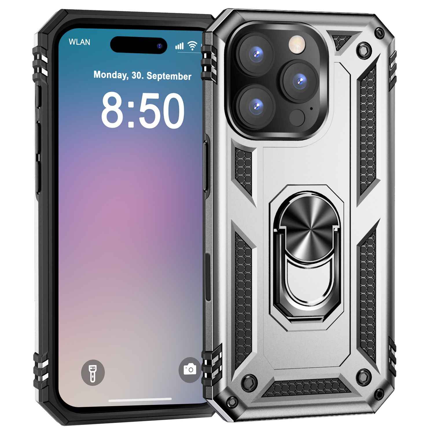 NALIA Military-Style Ringhülle für iPhone 16 Pro Max, Extrem Schutz Handyhülle, Hardcase Hülle mit 360° Ring