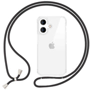 NALIA Klare Hülle mit Band zum Umhängen für iPhone 16, Transparente Schutzhülle mit Handykette, Handyhülle