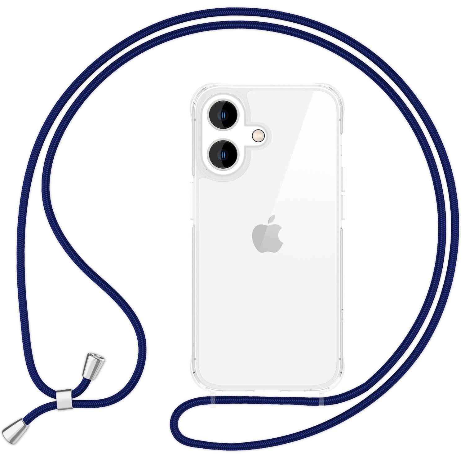 NALIA Klare Hülle mit Band zum Umhängen für iPhone 16, Transparente Schutzhülle mit Handykette, Handyhülle