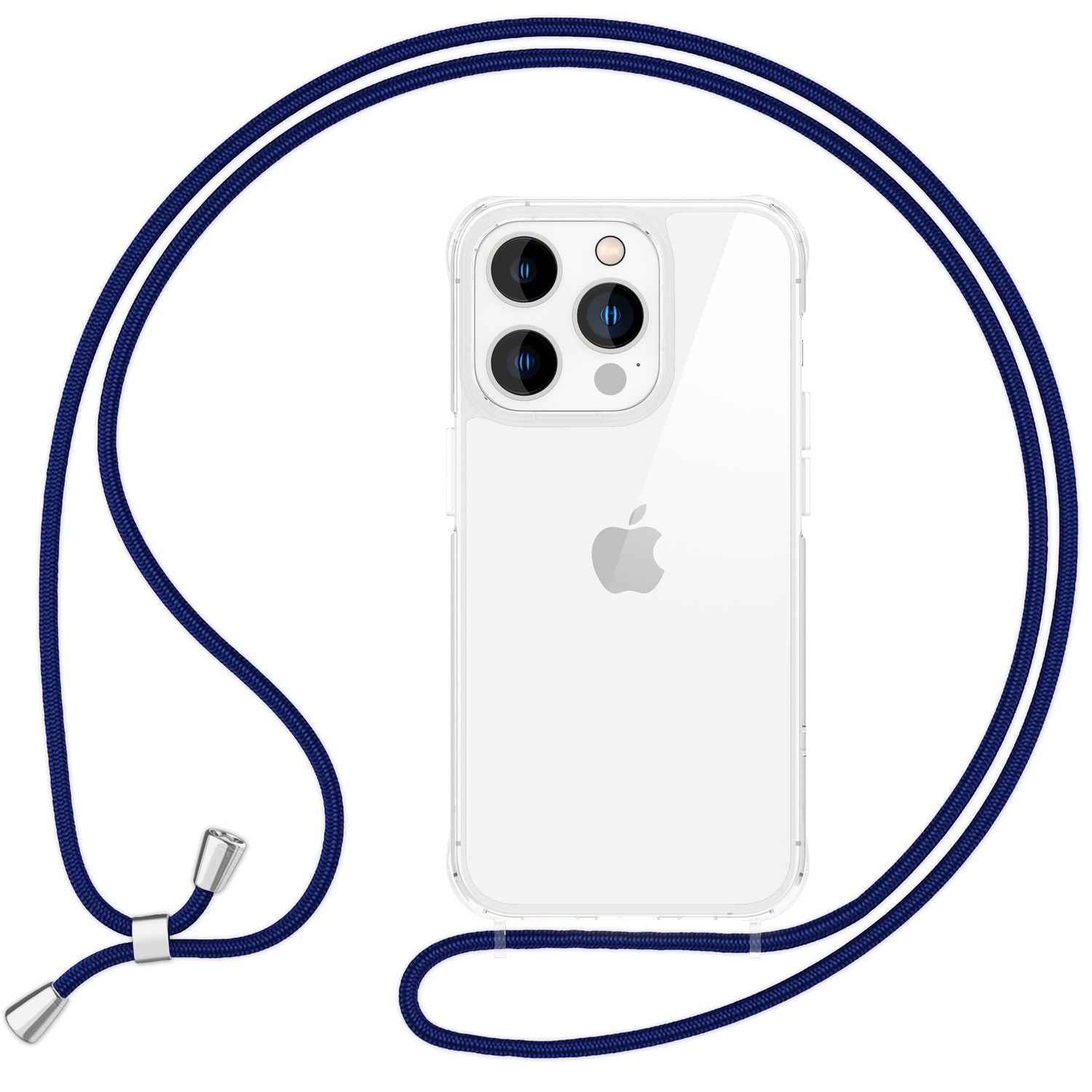 NALIA Klare Hülle mit Band zum Umhängen für iPhone 16 Pro, Transparente Schutz Handyhülle mit Handykette