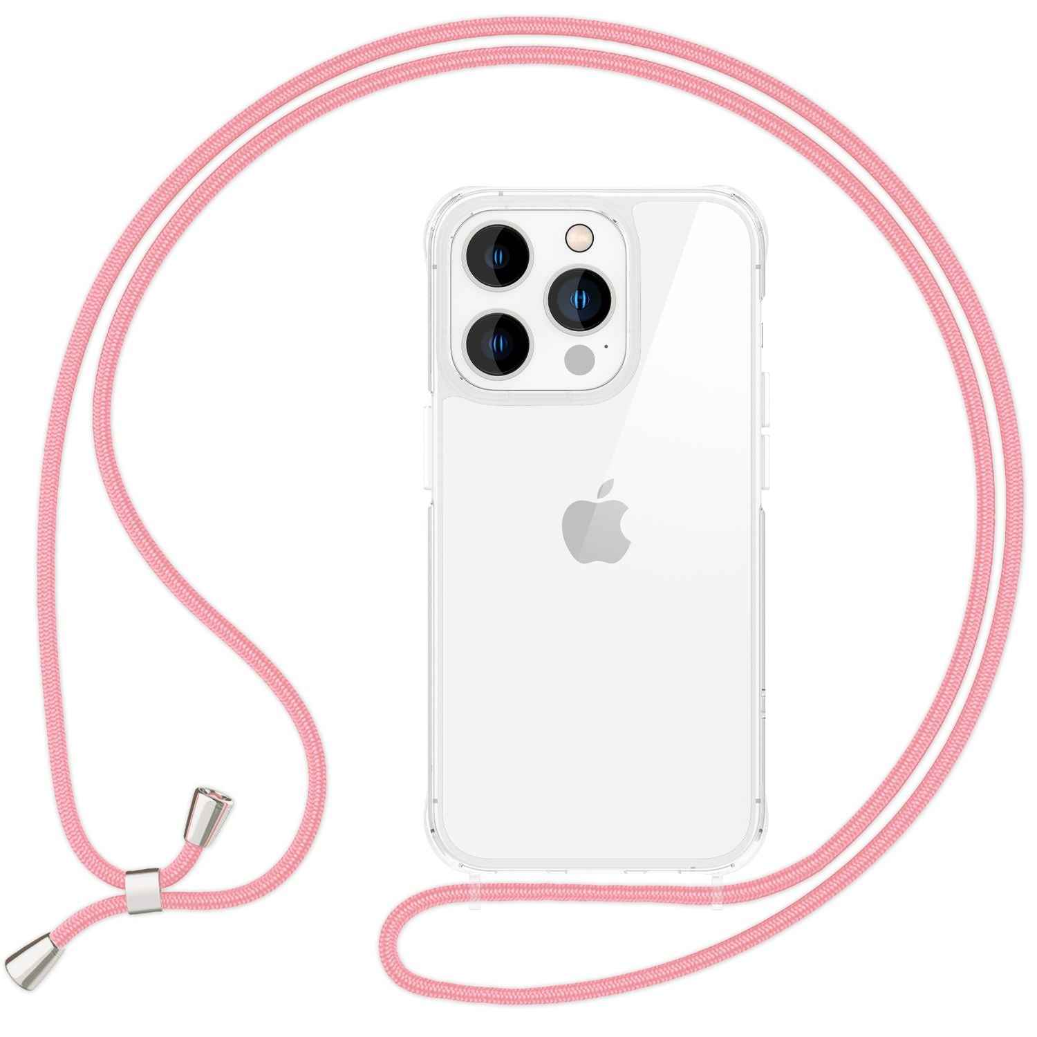 NALIA Klare Hülle mit Band zum Umhängen für iPhone 16 Pro, Transparente Schutz Handyhülle mit Handykette