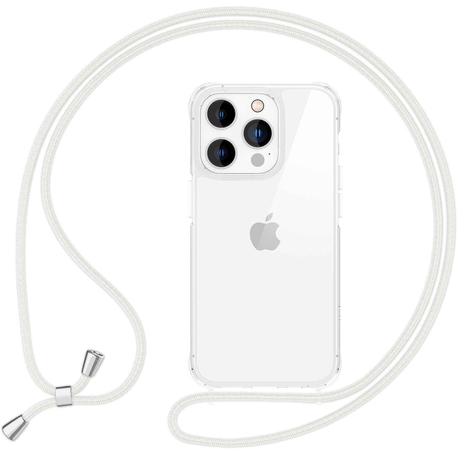 NALIA Klare Hülle mit Band zum Umhängen für iPhone 16 Pro Max, Transparente Harte Handyhülle mit Handykette