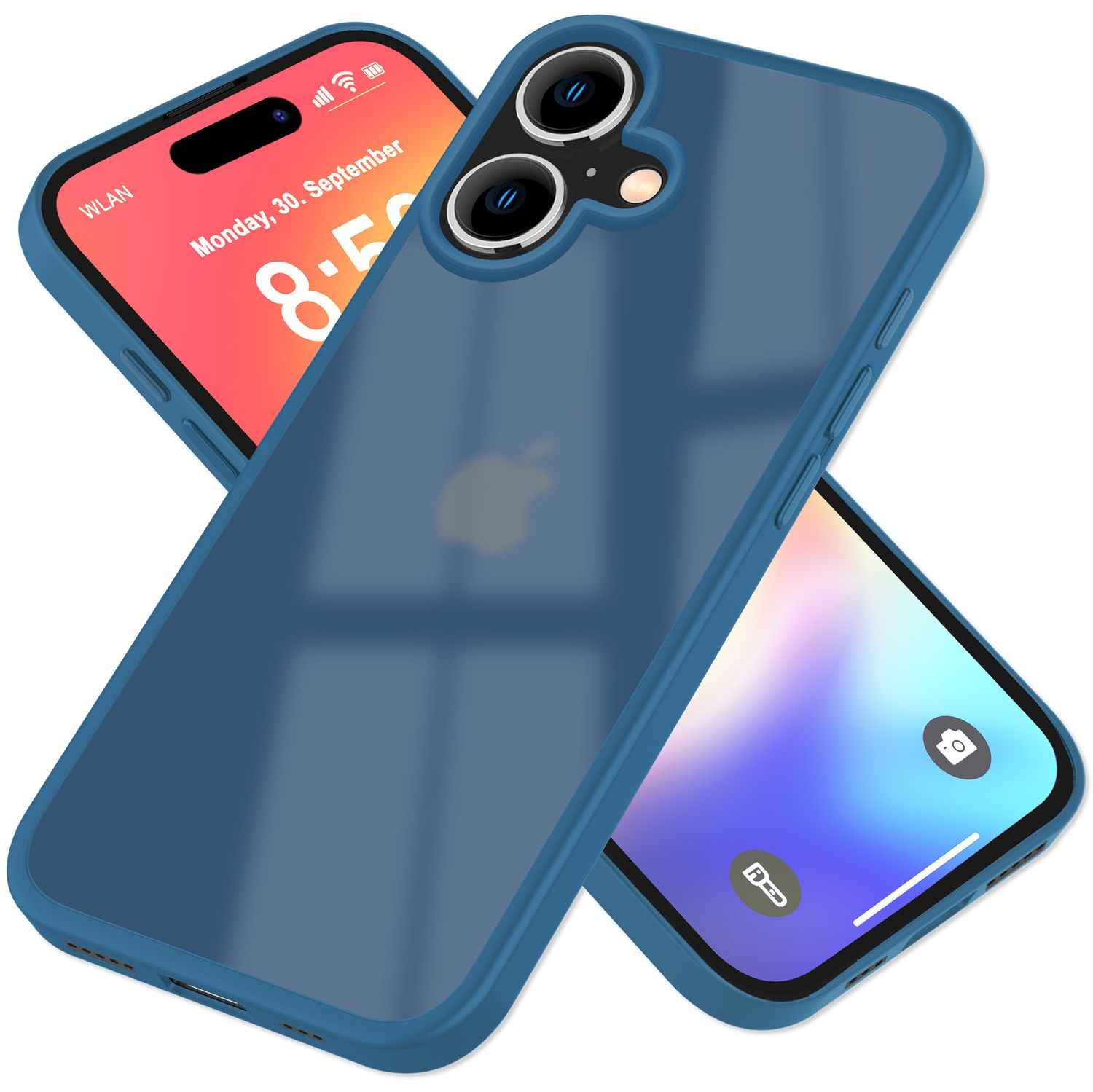 NALIA Matte Hybrid Hülle für iPhone 16, Anti-Fingerabdruck Acryl Rückseite & Silikon-Rand, Semi-Transparent