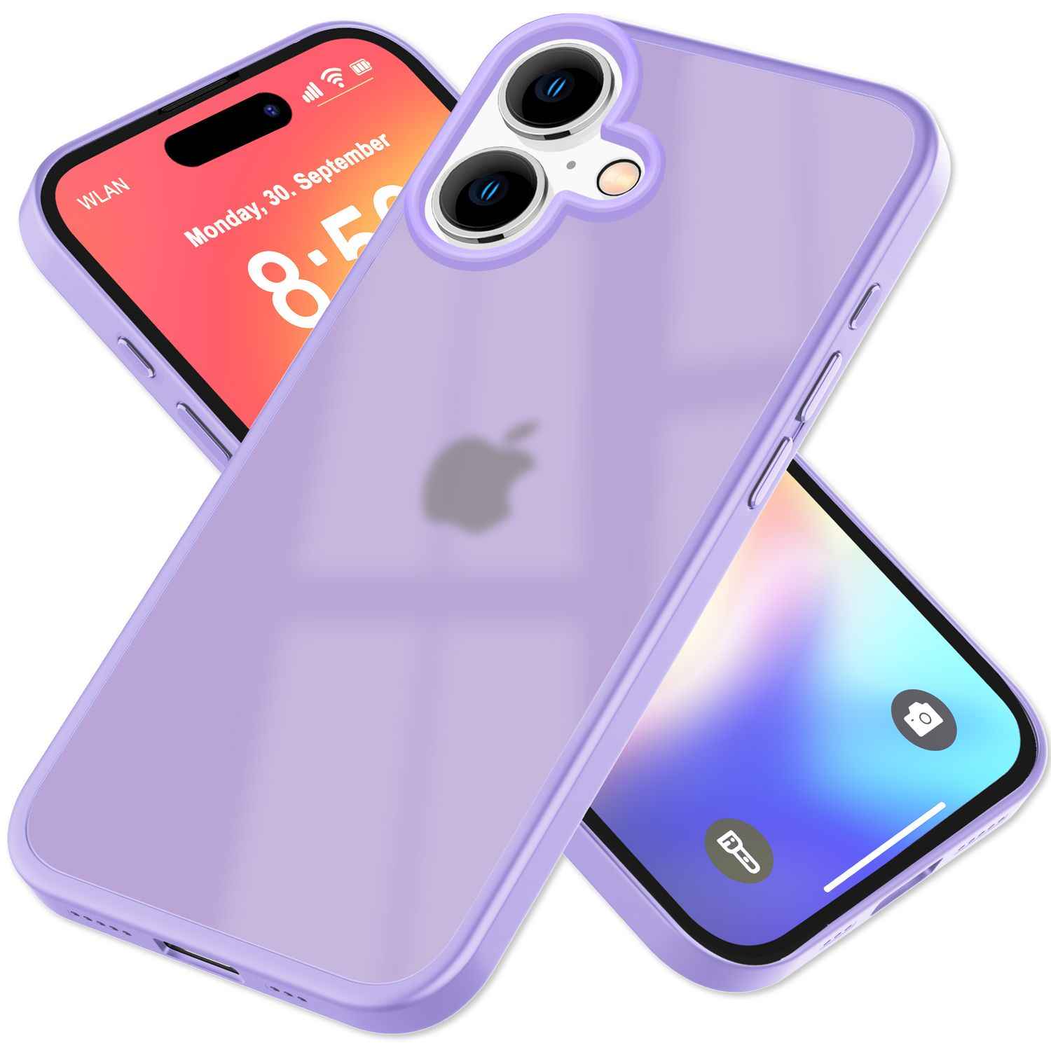 NALIA Matte Hybrid Hülle für iPhone 16, Anti-Fingerabdruck Acryl Rückseite & Silikon-Rand, Semi-Transparent