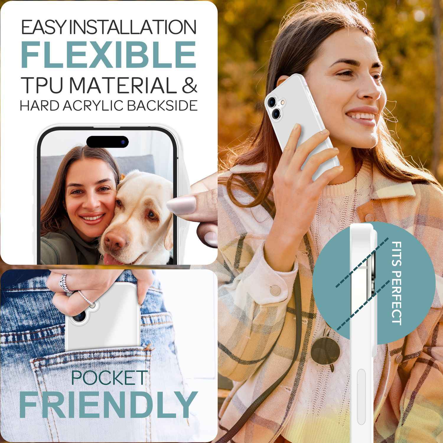 NALIA Matte Hybrid Hülle für iPhone 16, Anti-Fingerabdruck Acryl Rückseite & Silikon-Rand, Semi-Transparent