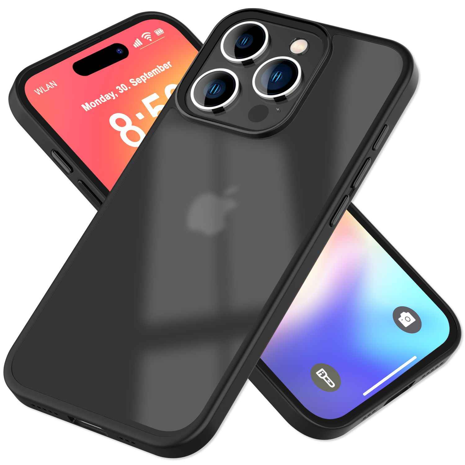 NALIA Matte Hybrid Hülle für iPhone 16 Pro, Anti-Fingerabdruck Acryl Rückseite & Silikon, Semi-Transparent