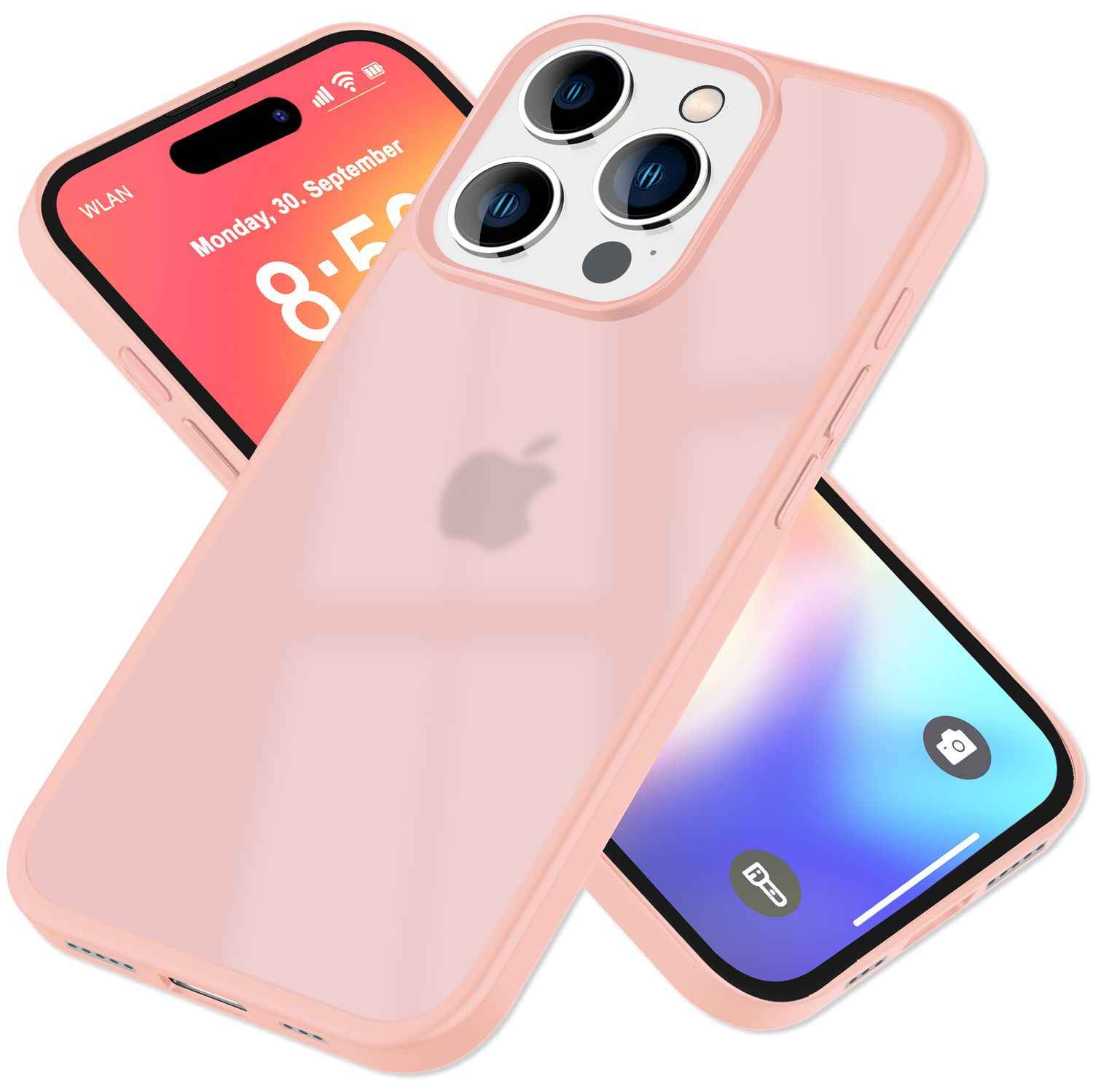 NALIA Matte Hybrid Hülle für iPhone 16 Pro, Anti-Fingerabdruck Acryl Rückseite & Silikon, Semi-Transparent