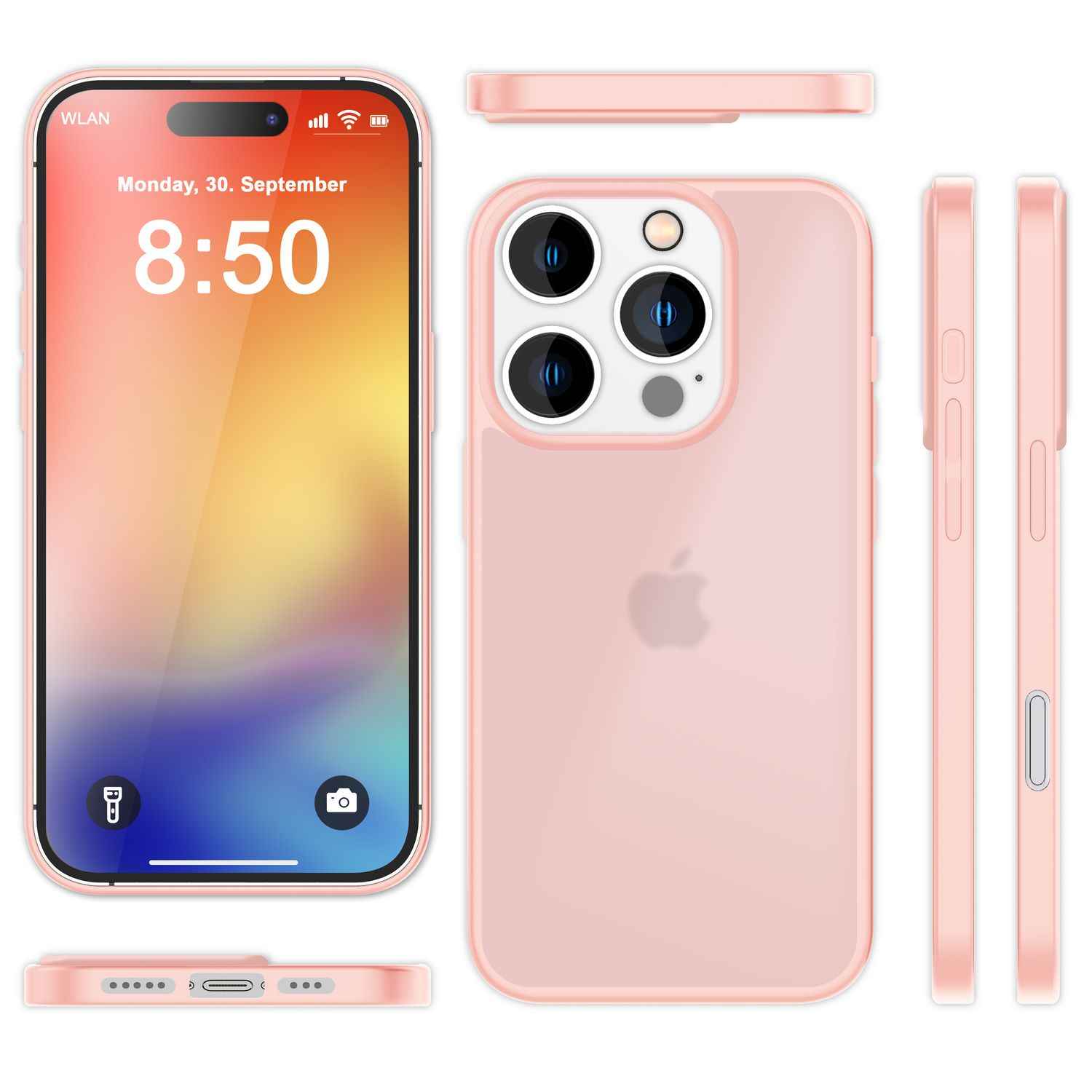 NALIA Matte Hybrid Hülle für iPhone 16 Pro, Anti-Fingerabdruck Acryl Rückseite & Silikon, Semi-Transparent