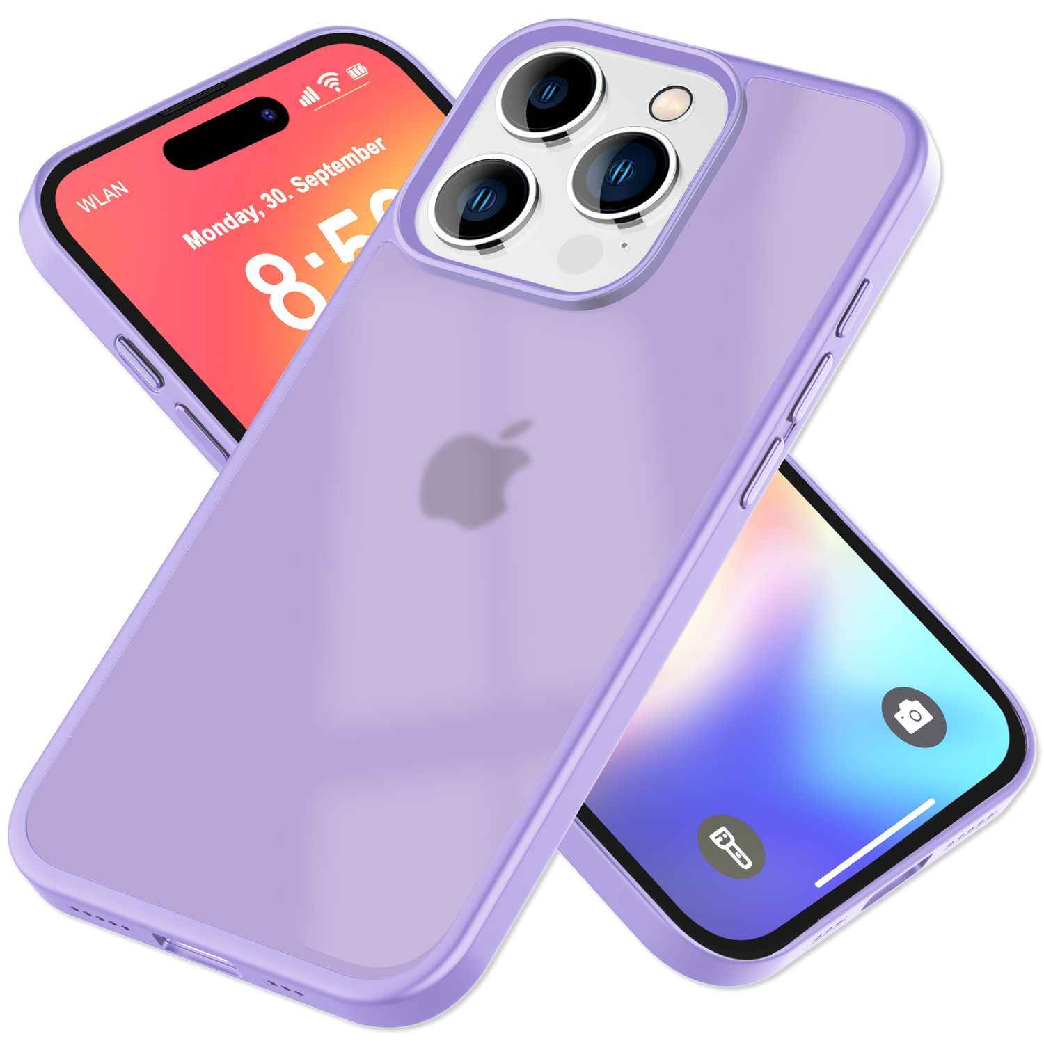 NALIA Matte Hybrid Hülle für iPhone 16 Pro, Anti-Fingerabdruck Acryl Rückseite & Silikon, Semi-Transparent