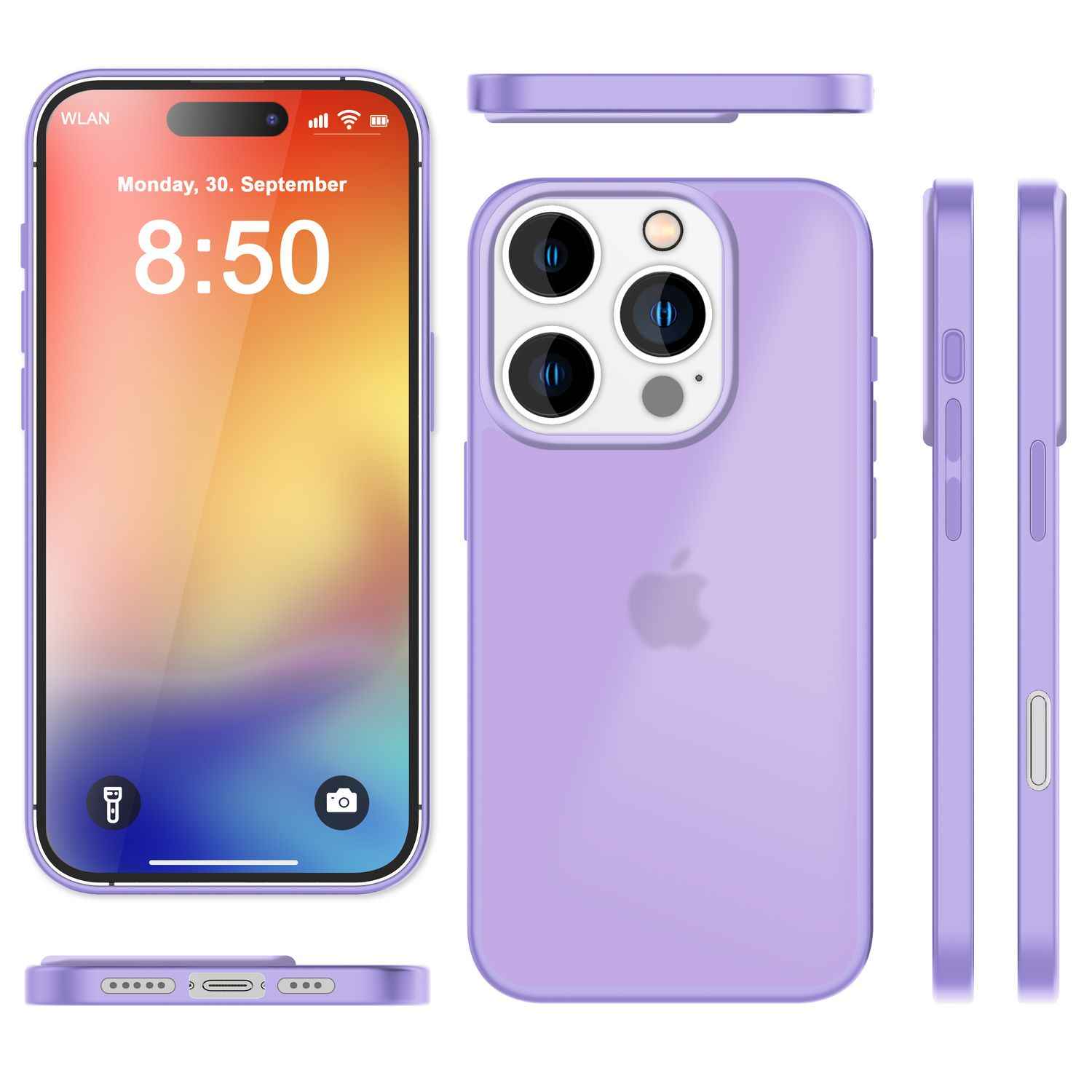 NALIA Matte Hybrid Hülle für iPhone 16 Pro, Anti-Fingerabdruck Acryl Rückseite & Silikon, Semi-Transparent