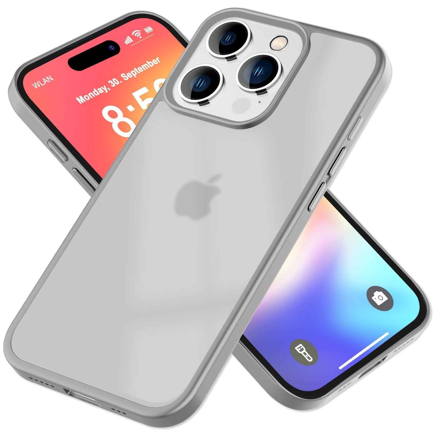 NALIA Matte Hybrid Hülle für iPhone 16 Pro, Anti-Fingerabdruck Acryl Rückseite & Silikon, Semi-Transparent