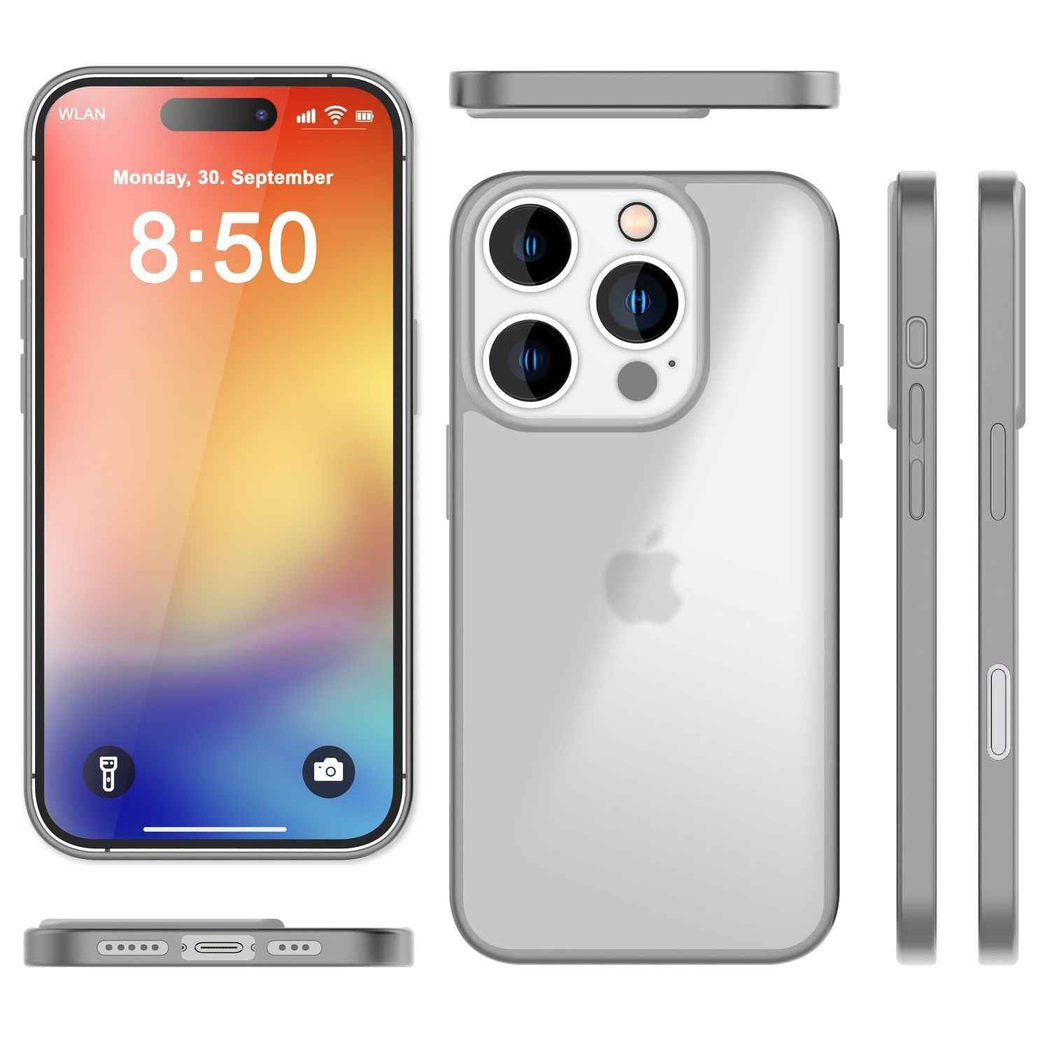 NALIA Matte Hybrid Hülle für iPhone 16 Pro, Anti-Fingerabdruck Acryl Rückseite & Silikon, Semi-Transparent